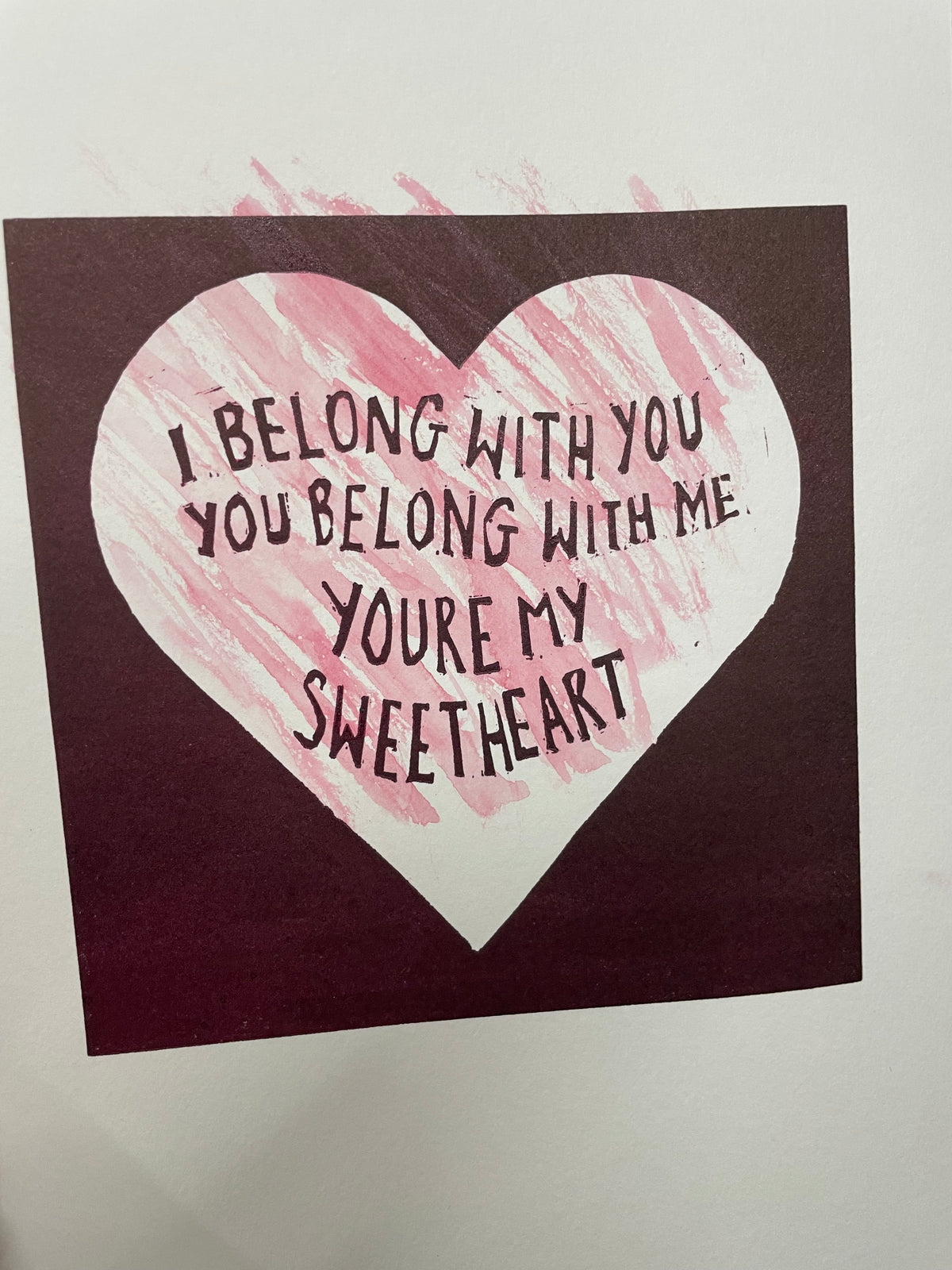SUPER SECONDS Lumineers 'Hey Ho' inspired romantic linocut print