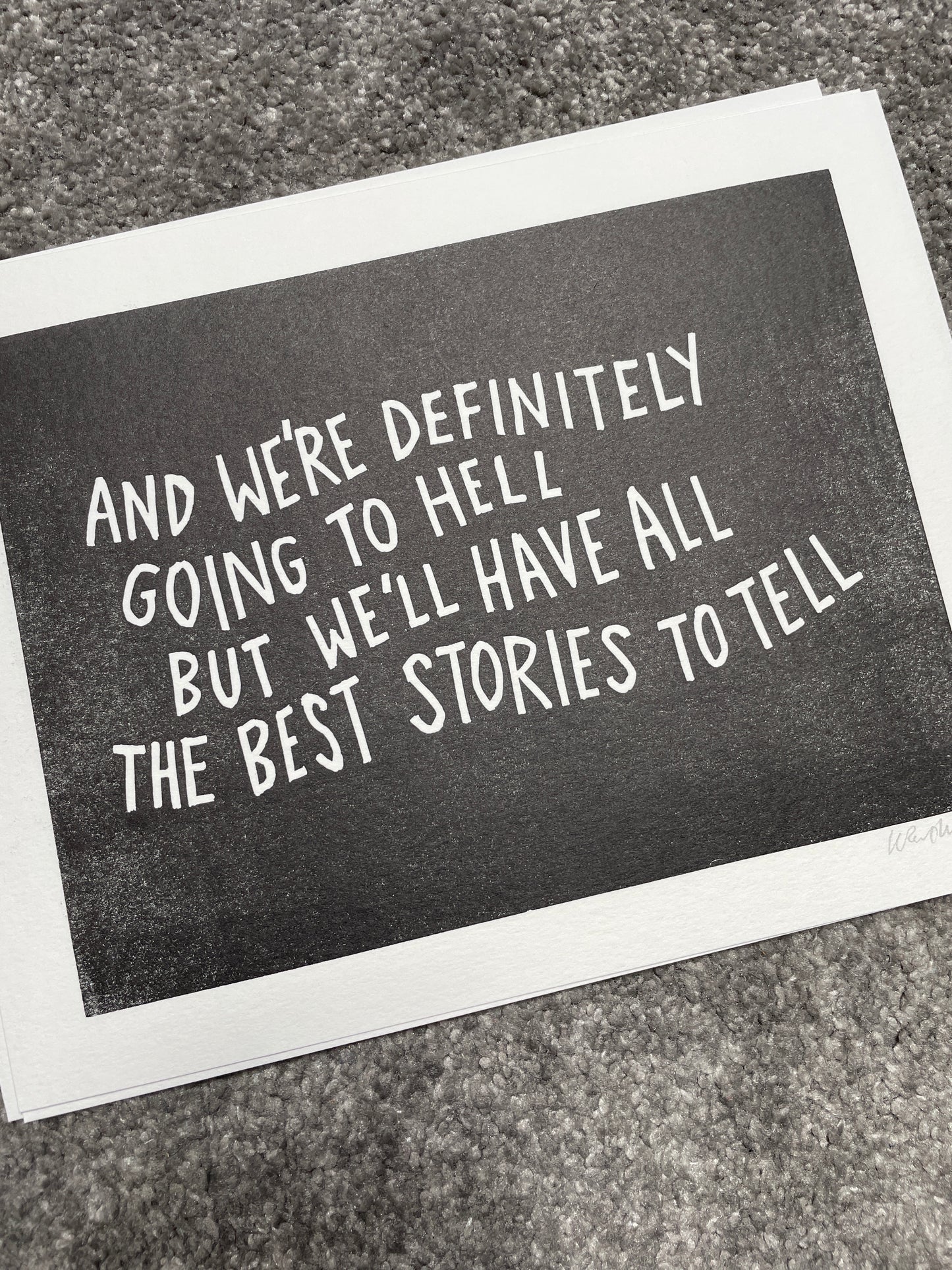 Frank Turner ‘The Ballad of Me & My Friends' lyrics inspired linocut print