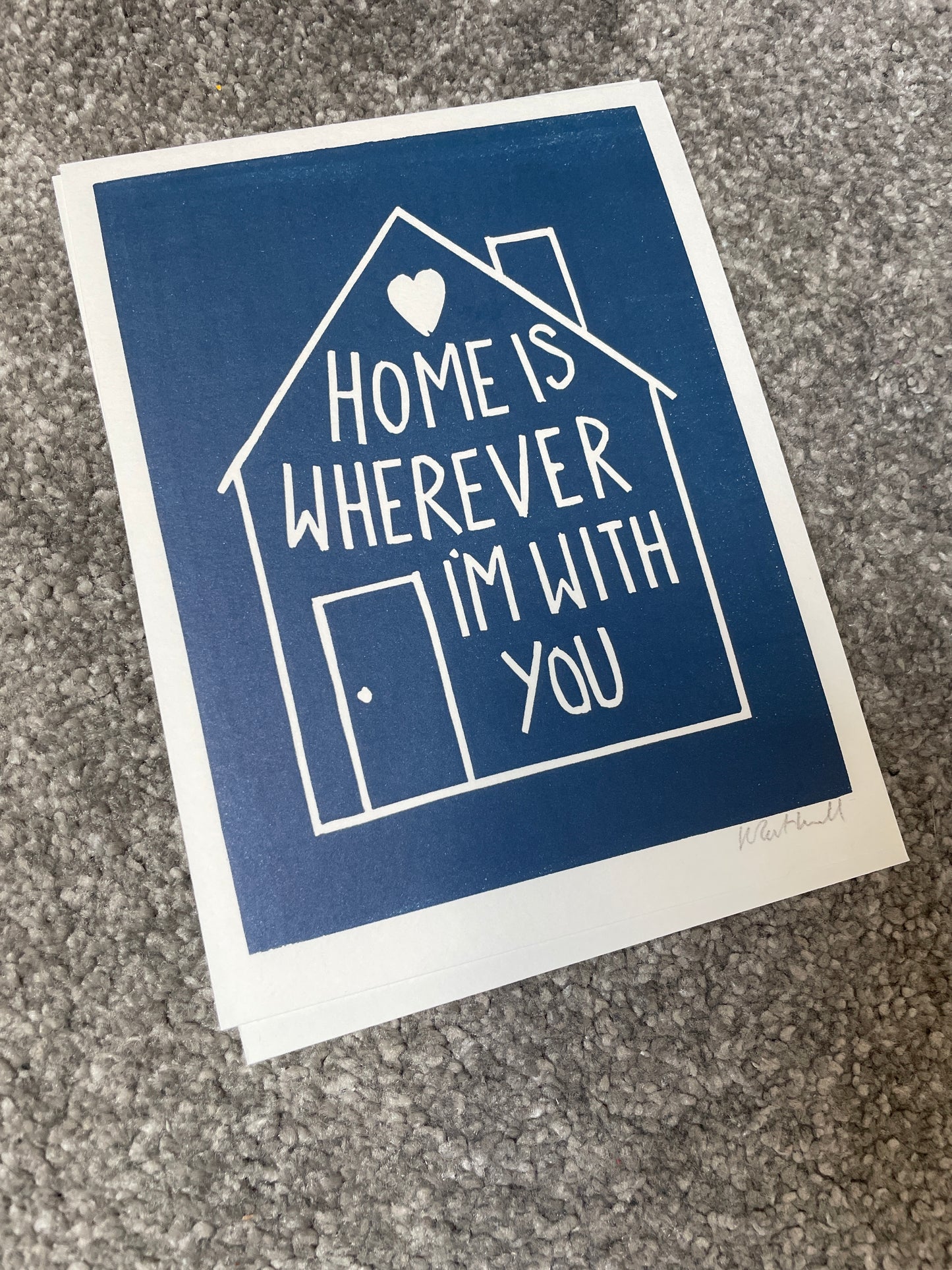 Edward Sharpe 'Home is Wherever I'm with You' lyrics inspired linocut print