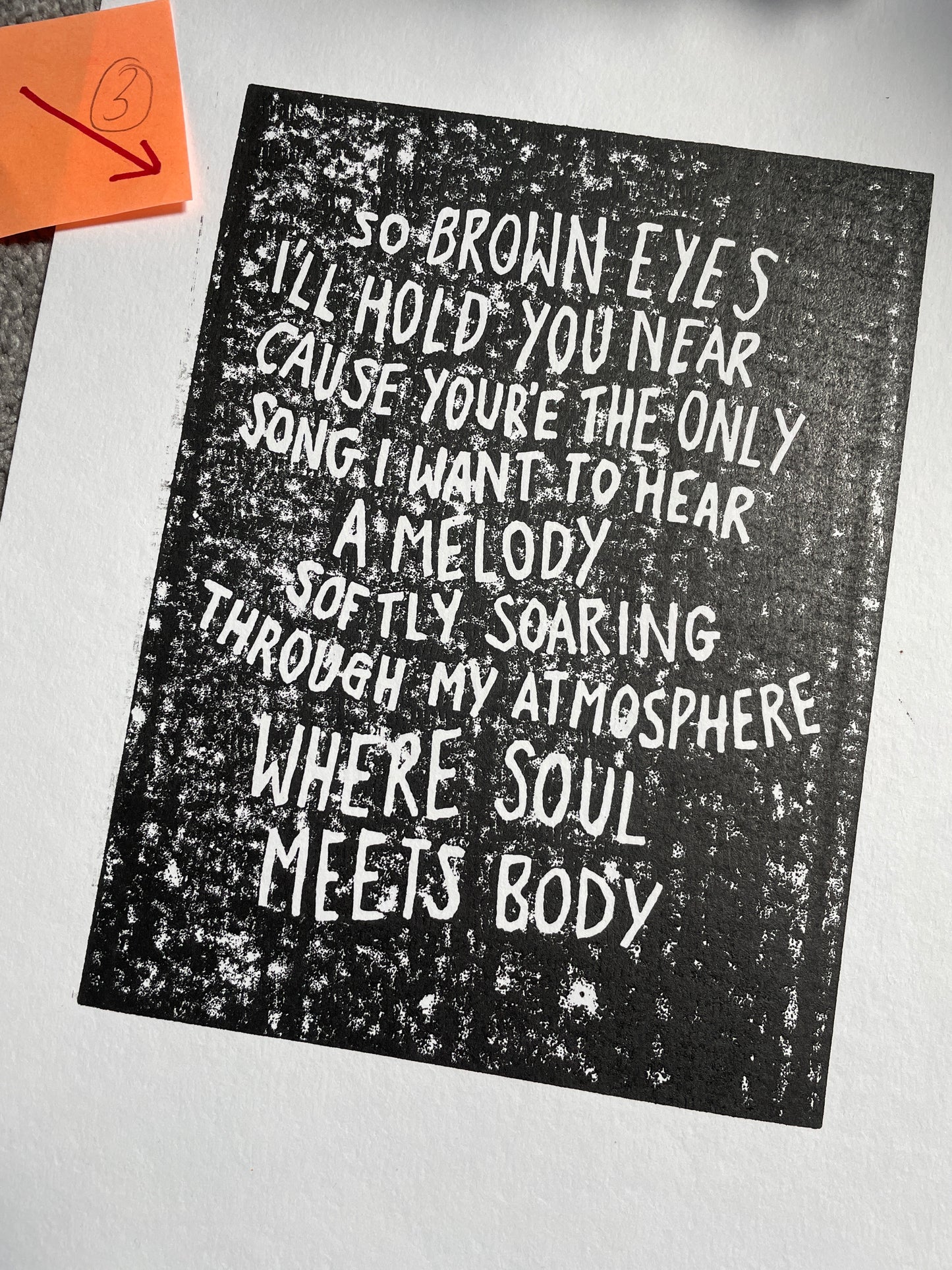SUPER SECONDS Death Cab For Cutie ‘Soul Meets Body’ inspired linocut print in blue