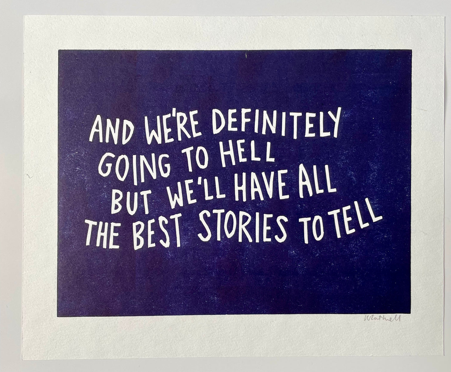 Frank Turner ‘The Ballad of Me & My Friends'  lyrics inspired linocut print