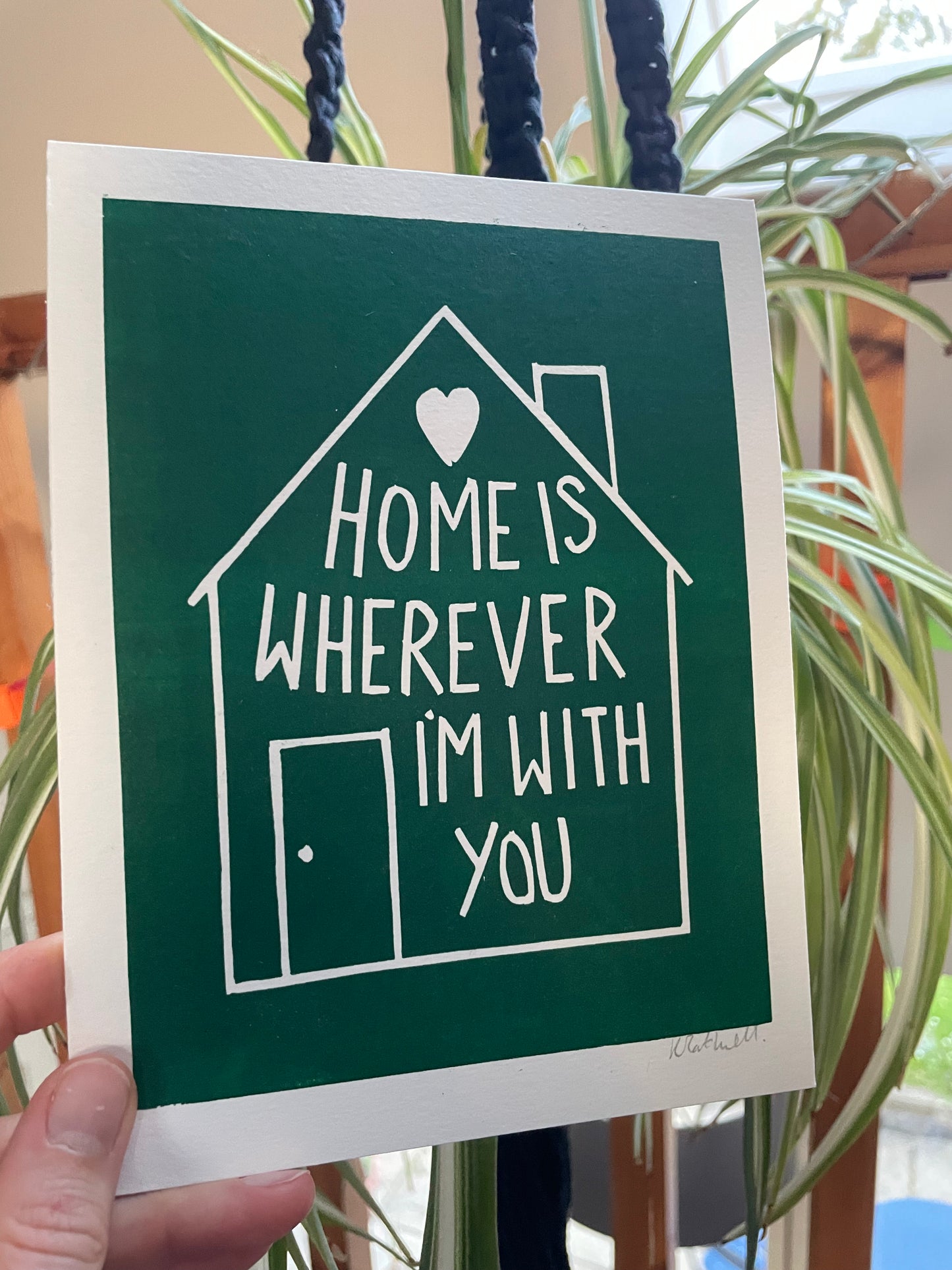 Edward Sharpe 'Home is Wherever I'm with You' lyrics inspired linocut print