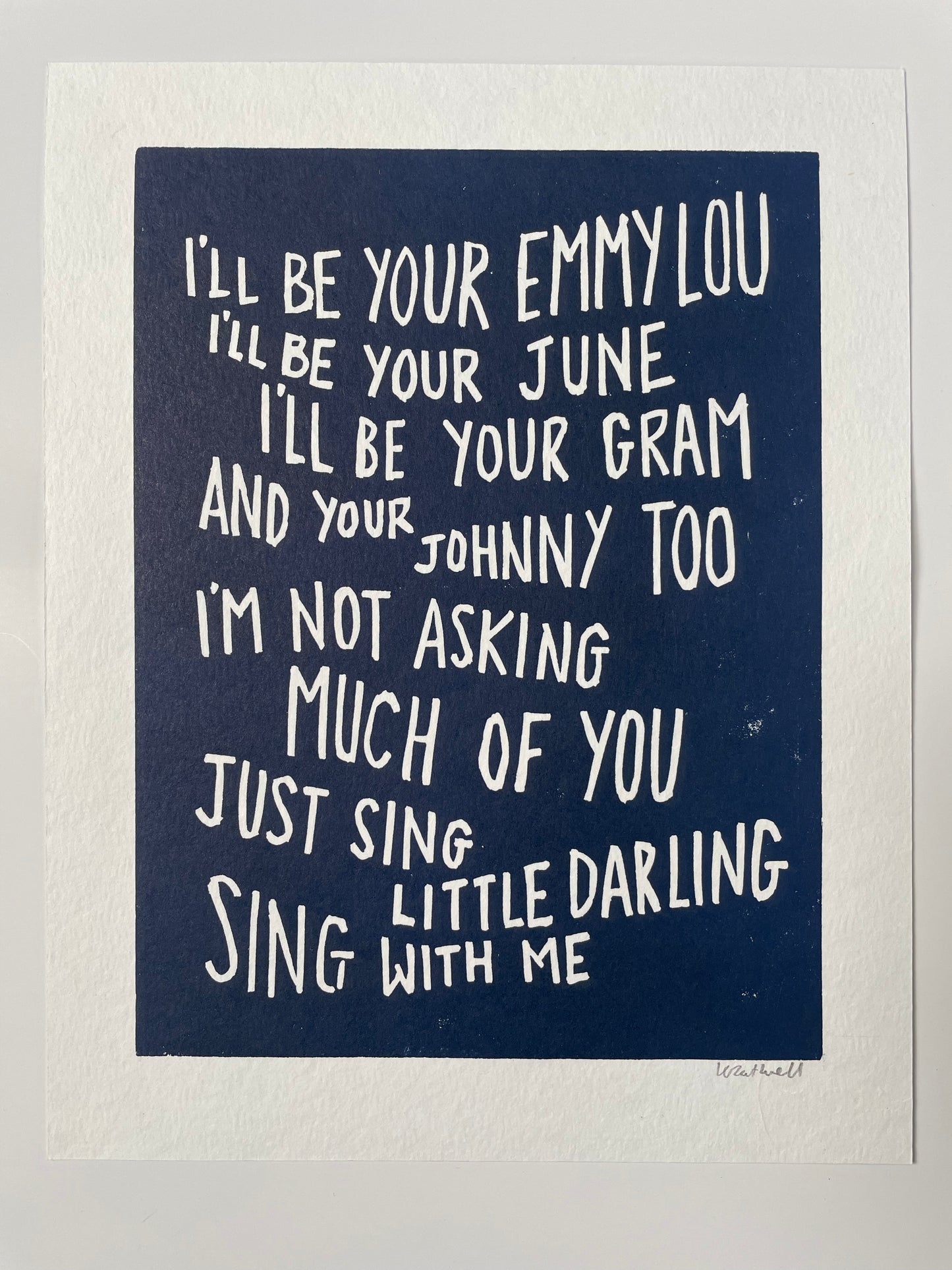 SUPER SECONDS First Aid Kit ‘Emmylou’ inspired linocut print 8x6”