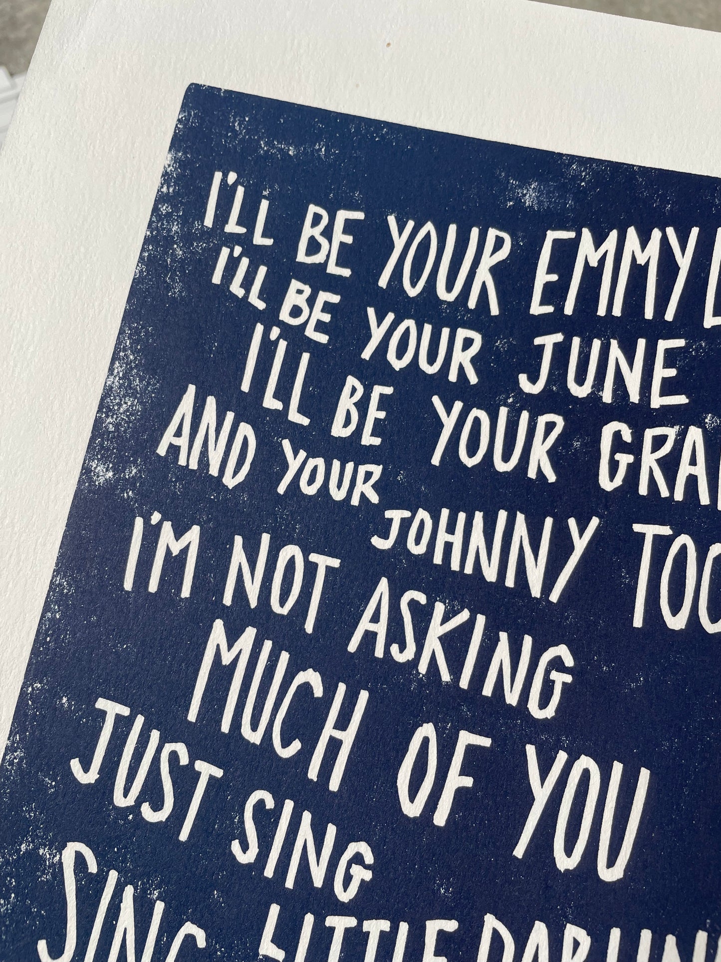 SUPER SECONDS First Aid Kit ‘Emmylou’ inspired linocut print 8x6”