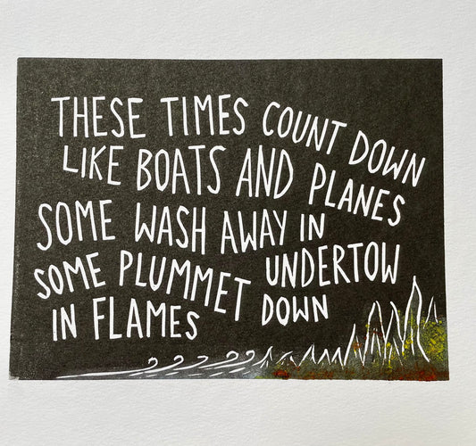 Alkaline Trio 'Trucks and Trains' lyrics inspired linocut print