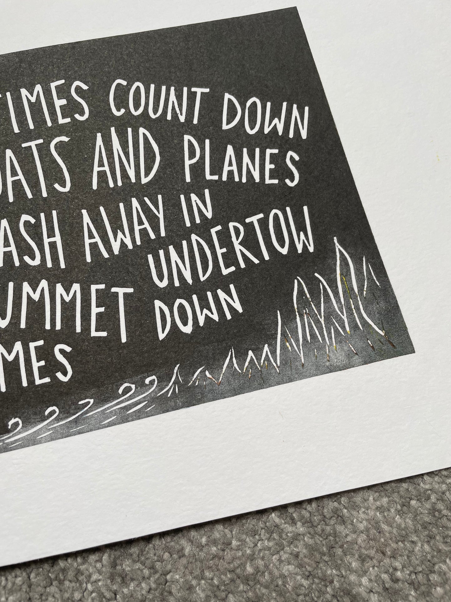 Alkaline Trio 'Trucks and Trains' lyrics inspired linocut print