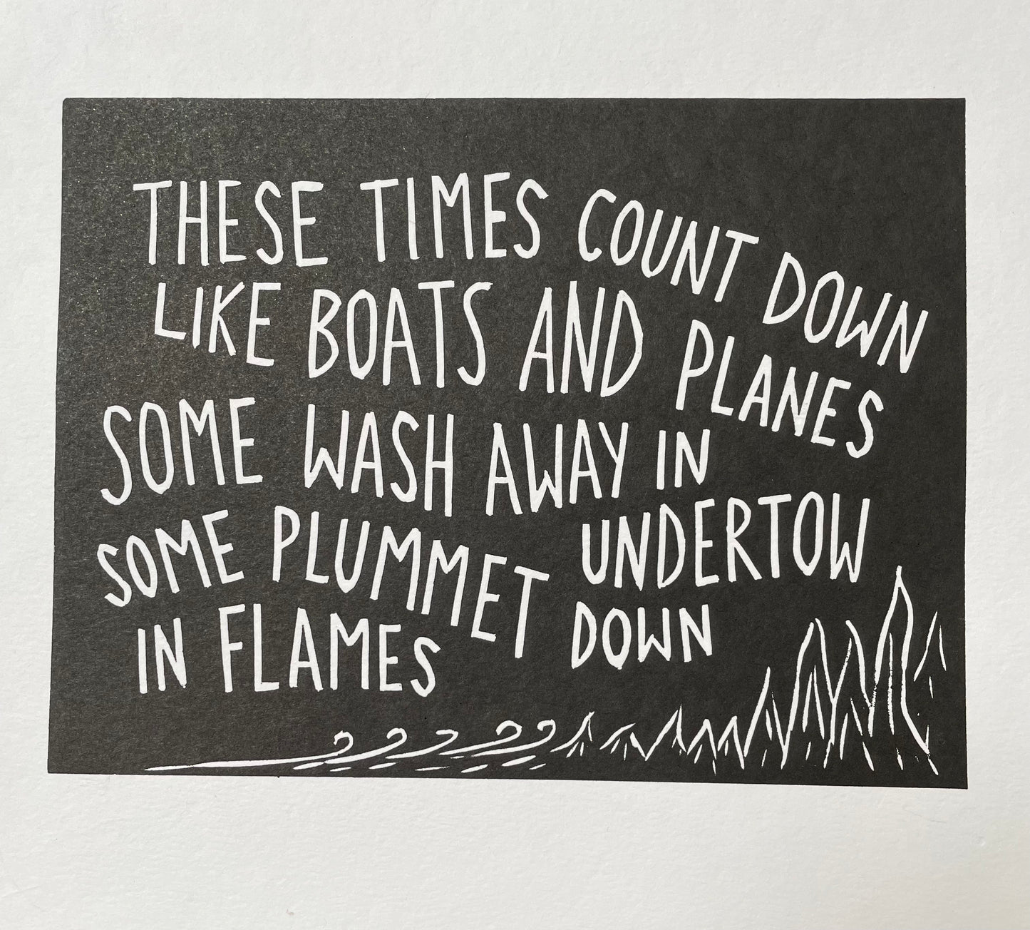 Alkaline Trio 'Trucks and Trains' lyrics inspired linocut print