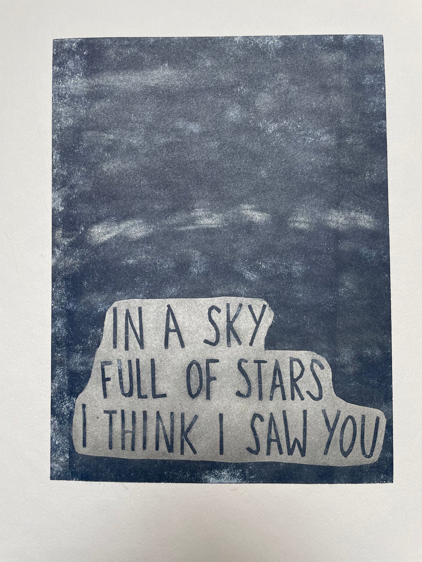 Coldplay 'A Sky Full of Stars' lyrics inspired linocut print