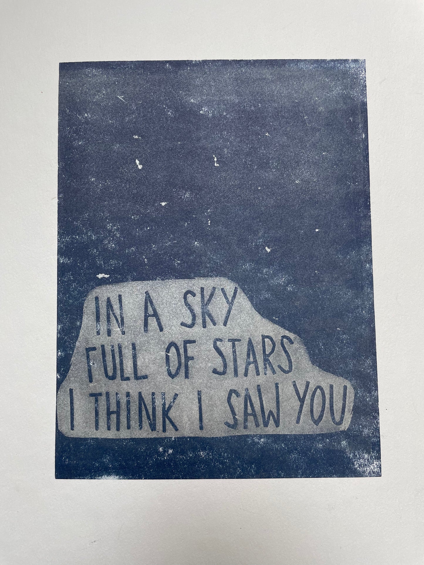Coldplay 'A Sky Full of Stars' lyrics inspired linocut print
