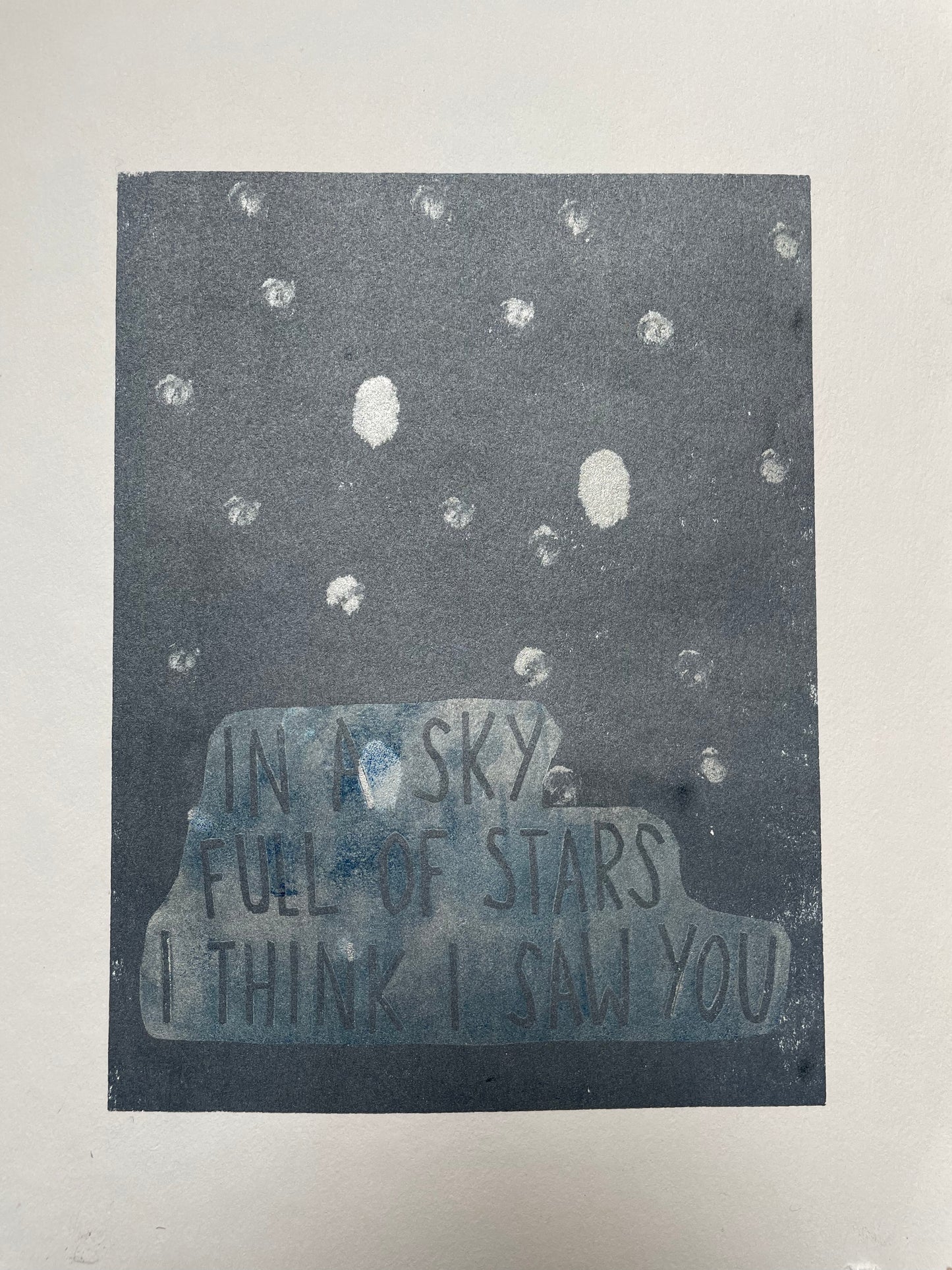 Coldplay 'A Sky Full of Stars' lyrics inspired linocut print