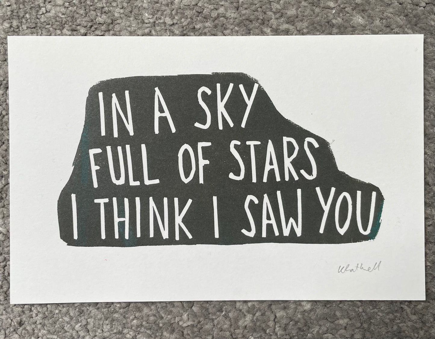 Coldplay 'A Sky Full of Stars' lyrics inspired linocut print
