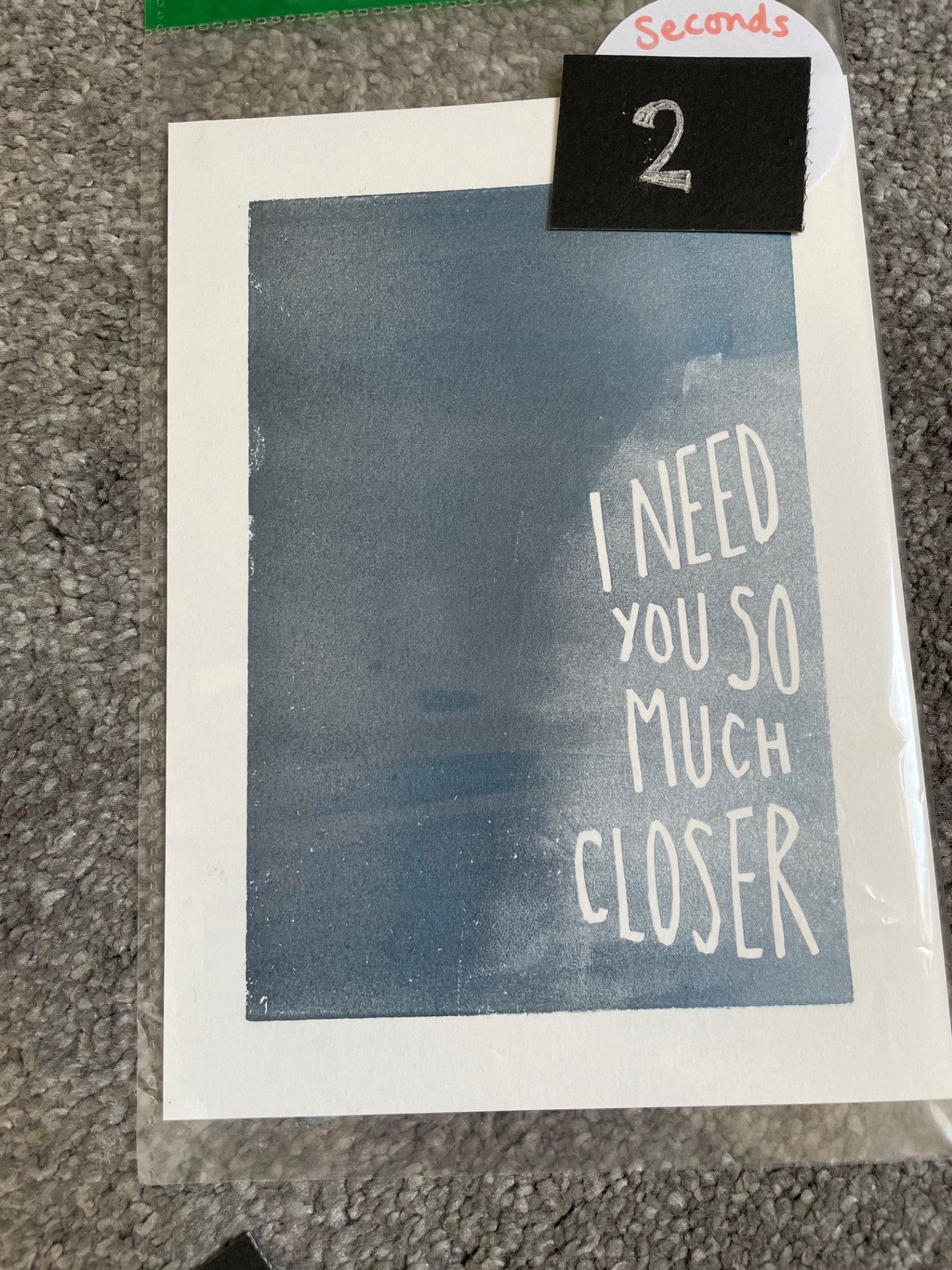 SUPER SECONDS Death Cab for Cutie 'Need You So Much Closer' lyrics linocut