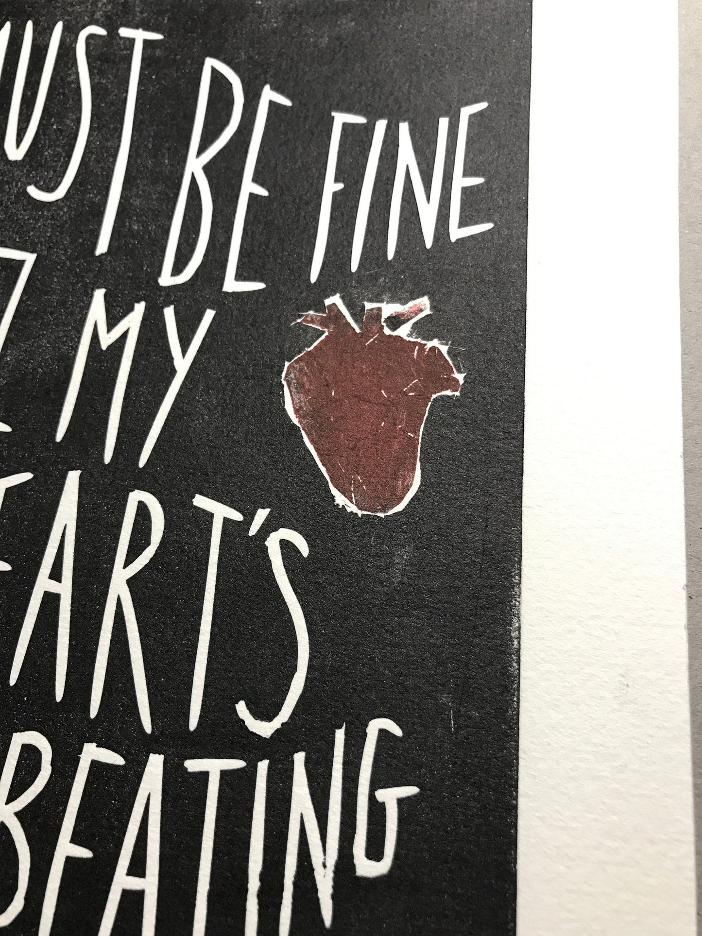 White Stripes ‘Fell in Love With A Girl’ lyrics inspired jigsaw heart linocut print