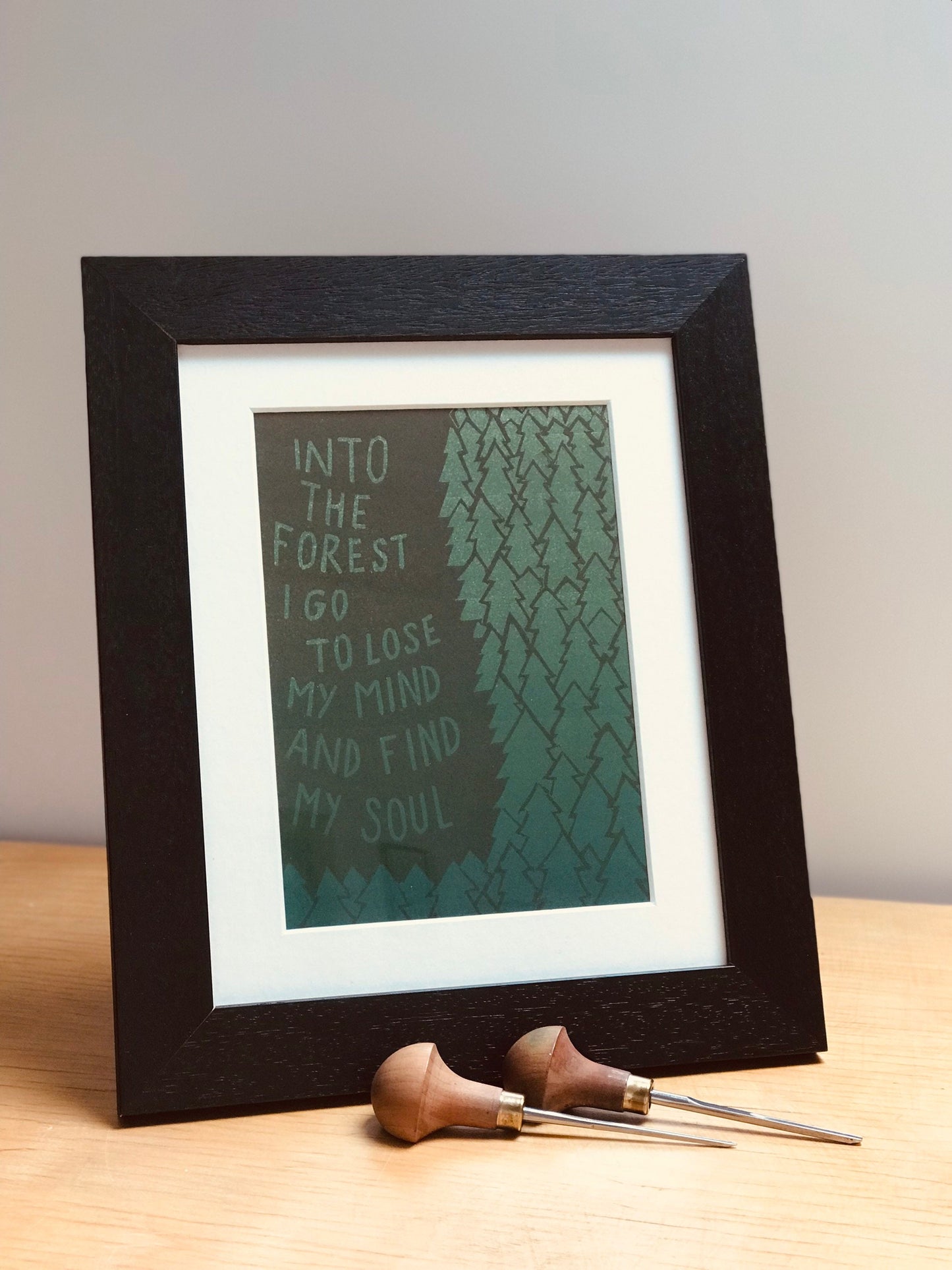 SUPER SECONDS John Muir inspired forest linocut