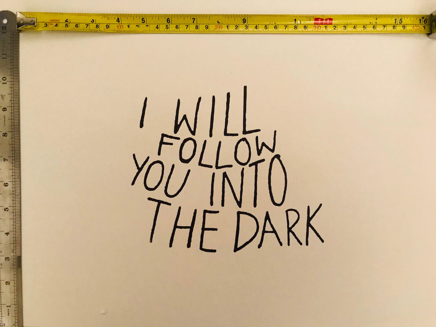 Death Cab For Cutie ‘I Will Follow You into the Dark’ lyrics inspired hand drawn lasercut print