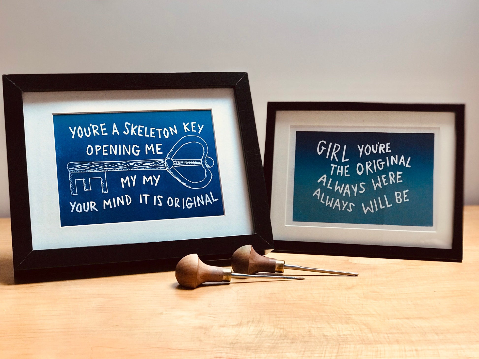 Incubus ‘Original’ inspired linocut 7x5 blue fade or black