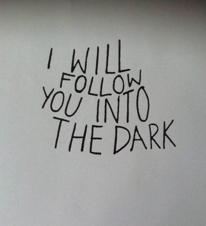Death Cab For Cutie ‘I Will Follow You into the Dark’ lyrics inspired hand drawn lasercut print