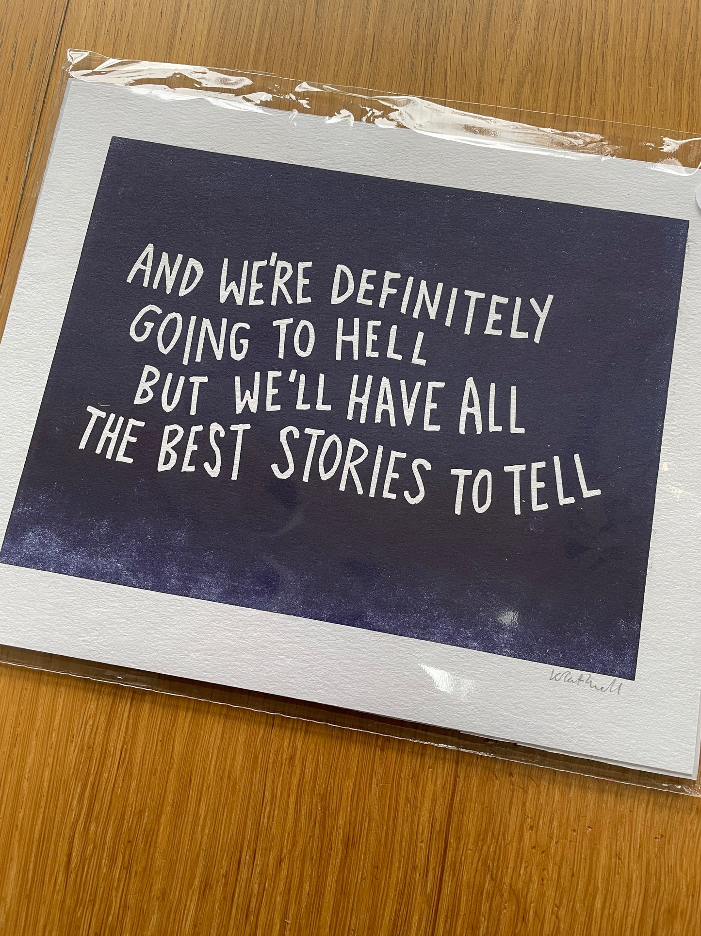 Frank Turner ‘The Ballad of Me & My Friends'  lyrics inspired linocut print