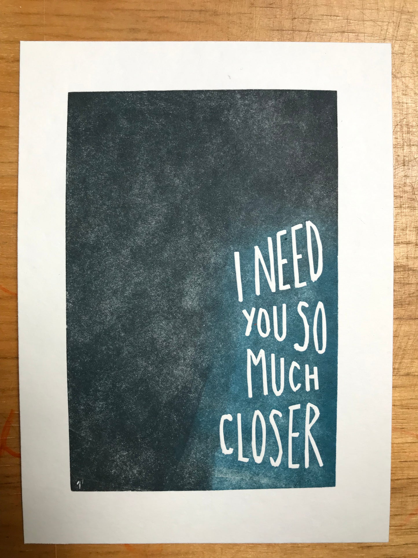 Death cab for Cutie ‘I need you so much closer’ inspired linocut