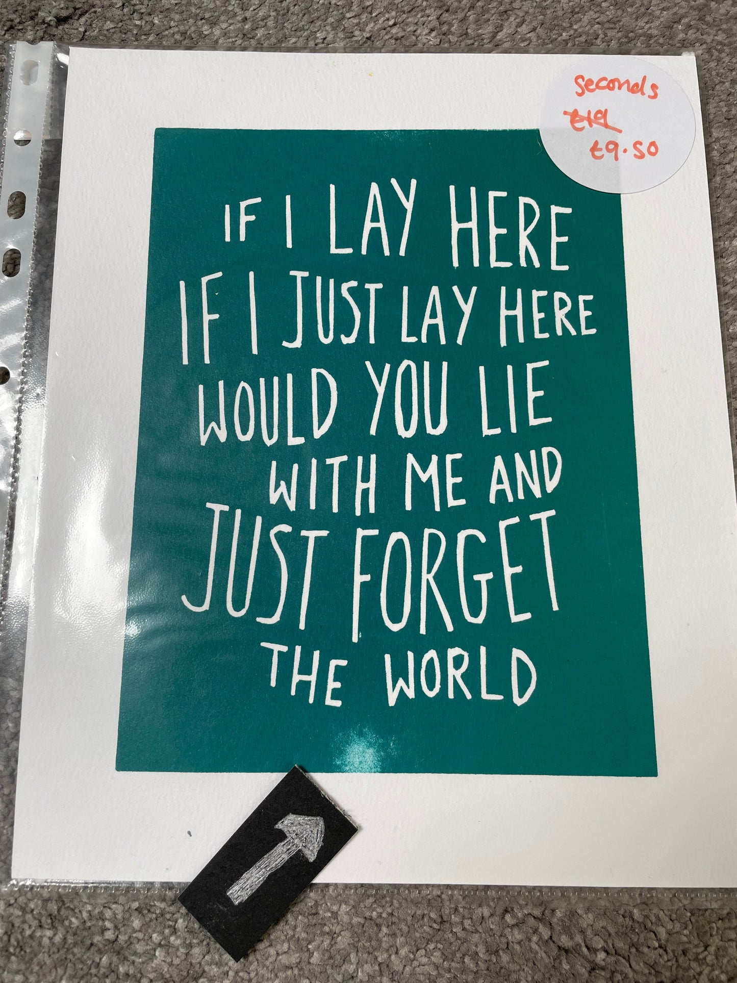 SUPER SECONDS Snow Patrol 'Chasing Cars' lyrics inspired linocut print