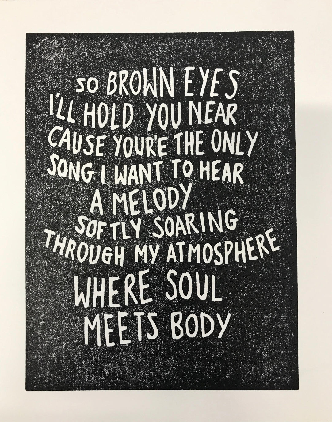 Death Cab for Cutie 'Soul Meets Body' lyrics inspired linocut print