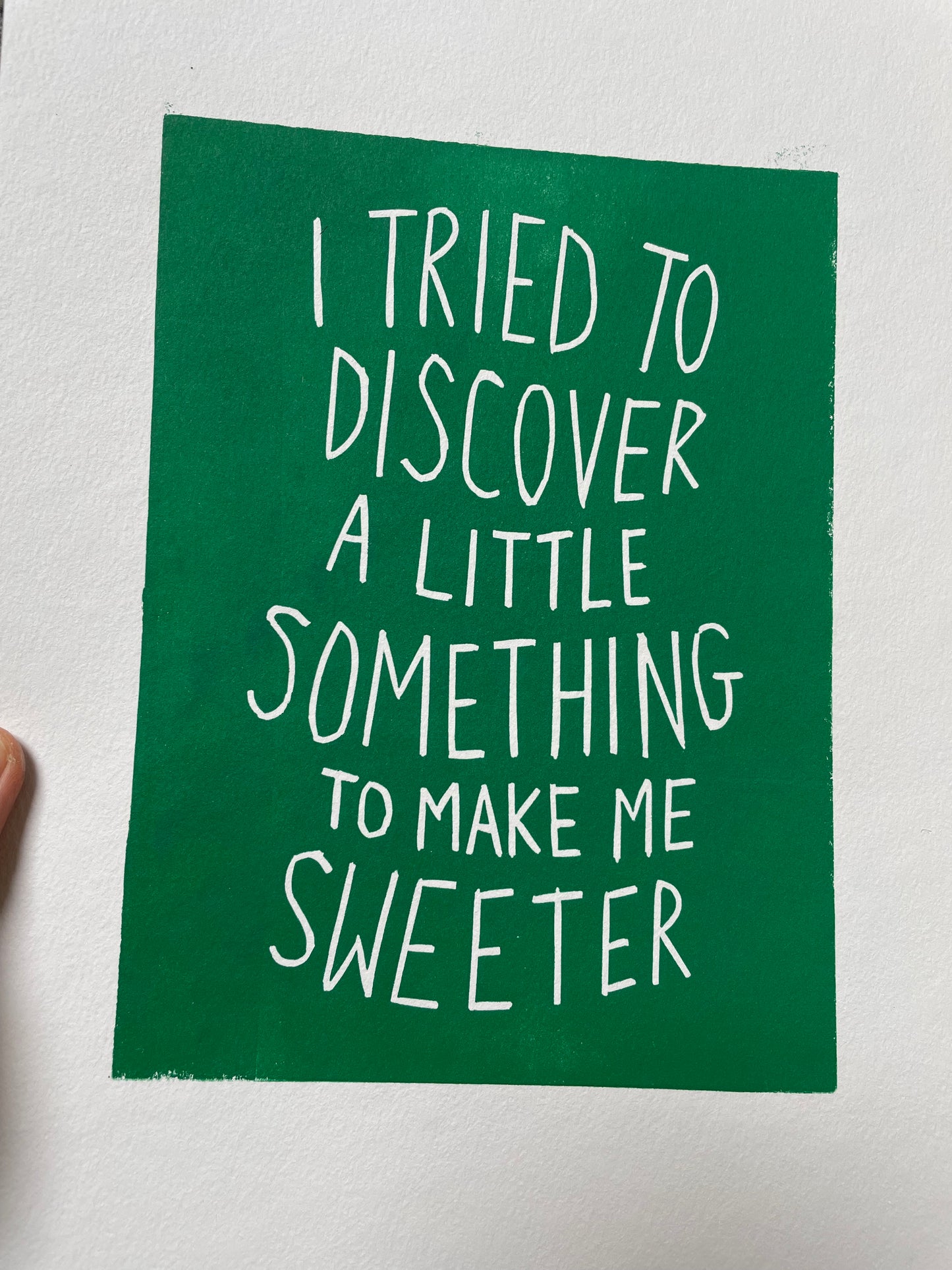 Erasure ‘A Little Respect’ lyrics inspired hand pulled linocut print