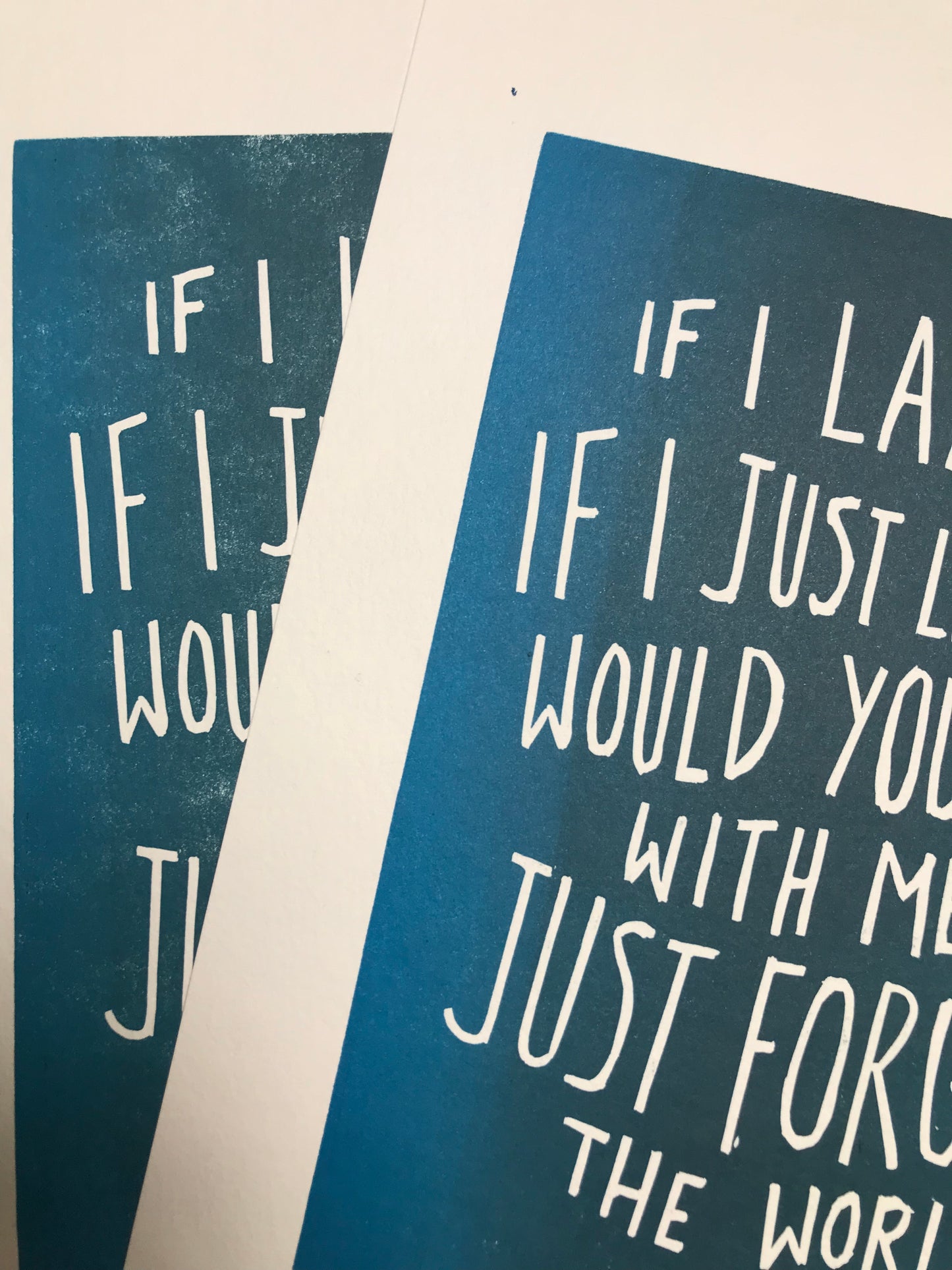 Snow Patrol 'Chasing Cars' lyrics inspired linocut print