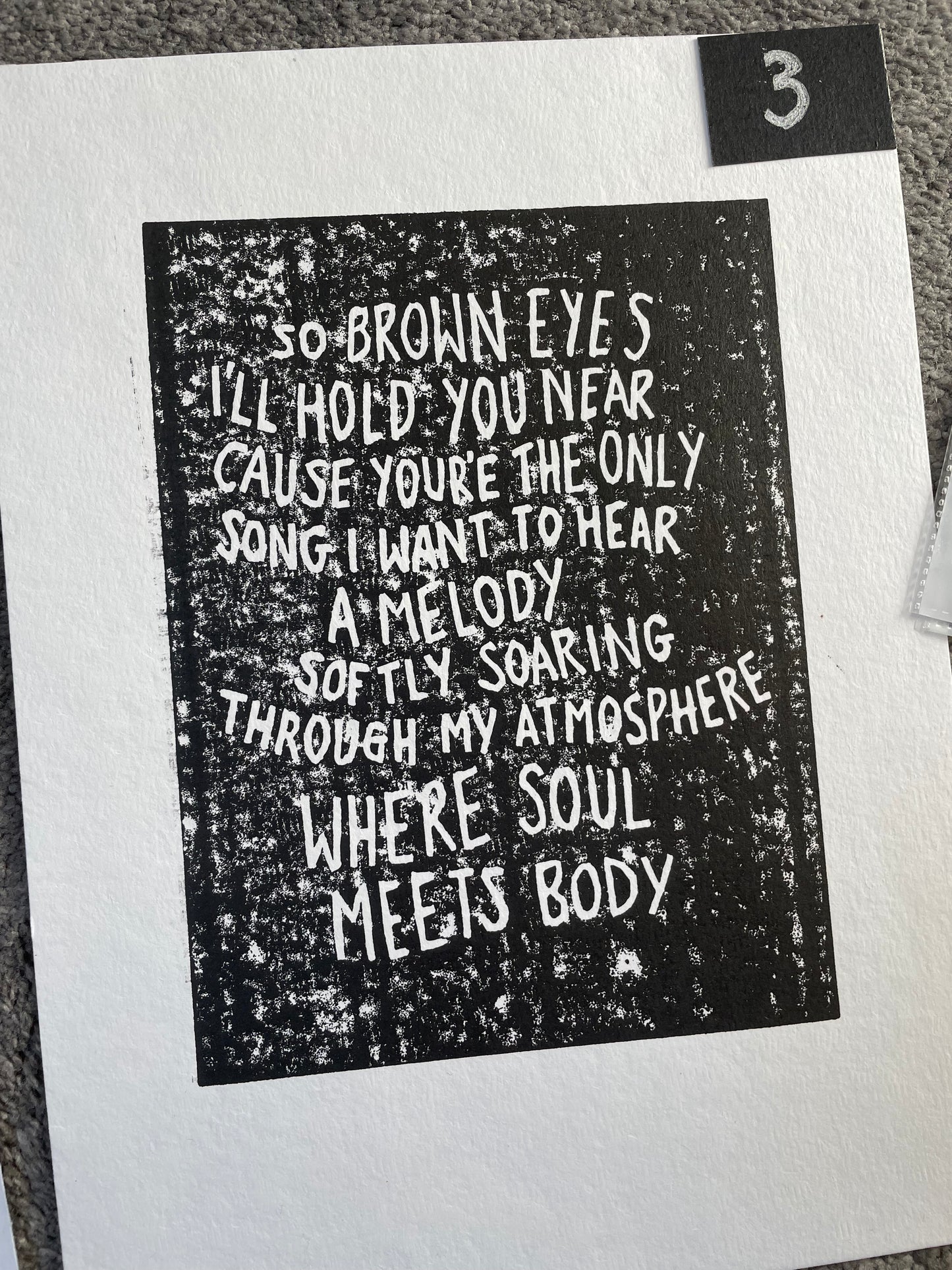 SUPER SECONDS Death Cab For Cutie ‘Soul Meets Body’ inspired linocut print