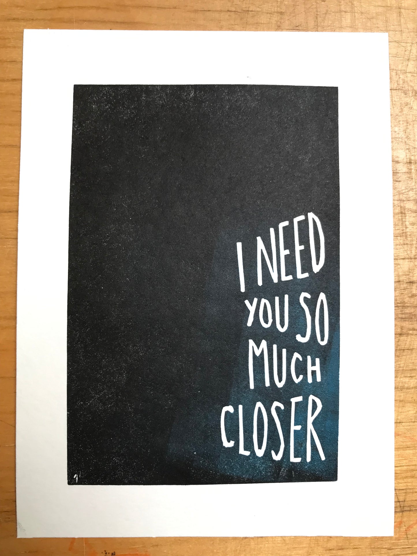 Death cab for Cutie ‘I need you so much closer’ inspired linocut