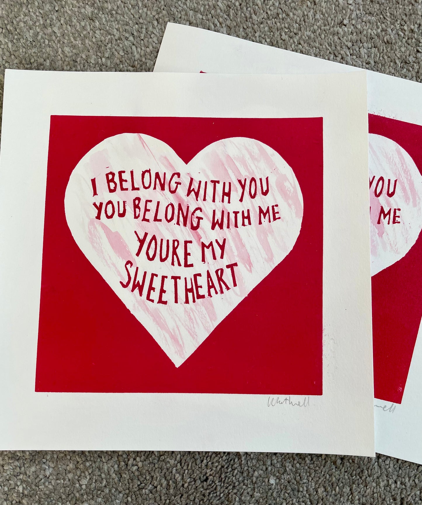 Lumineers 'Hey Ho' inspired  romantic linocut print