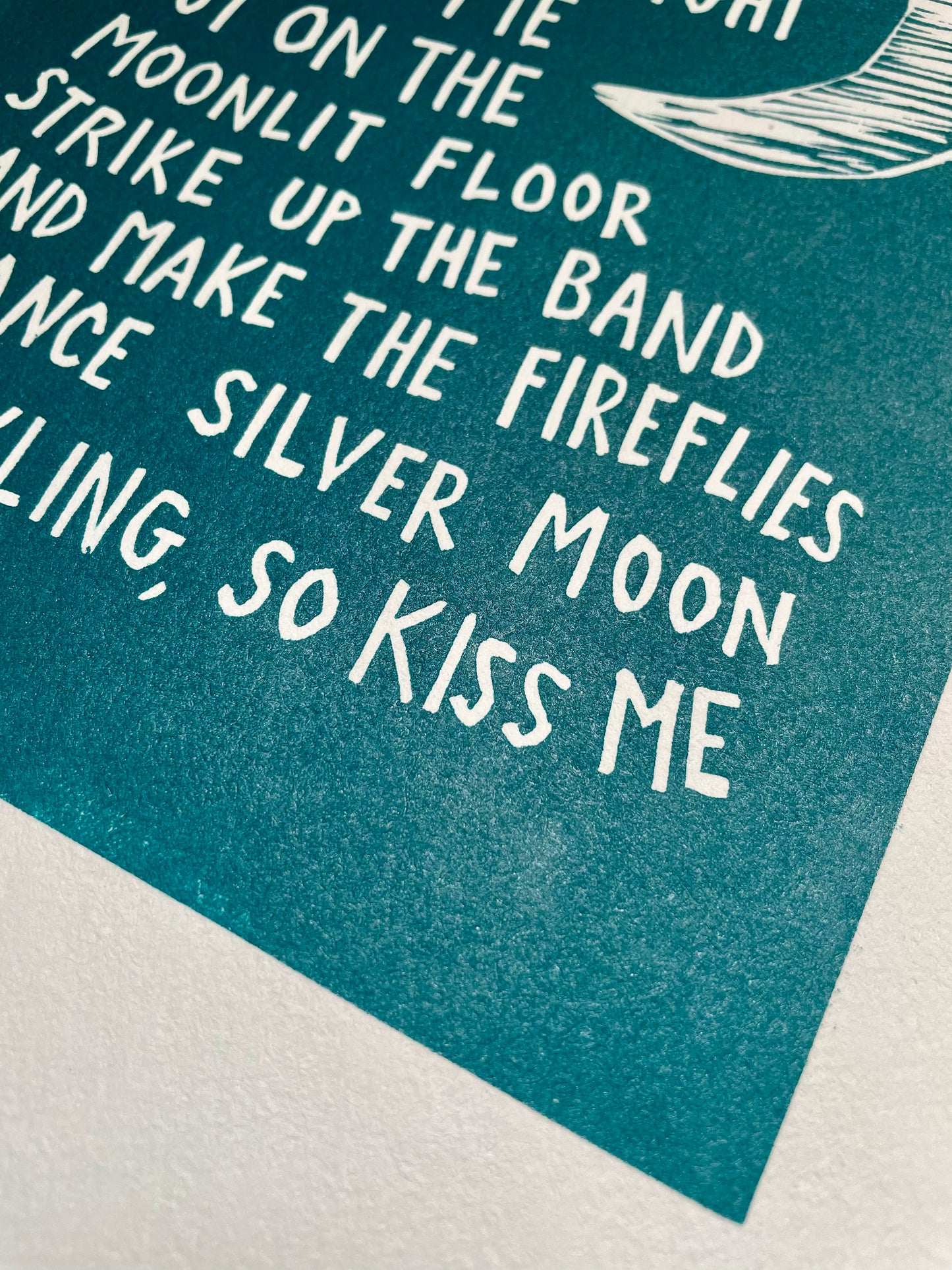 Sixpence None The Richer ‘Kiss Me’ lyrics inspired linocut print