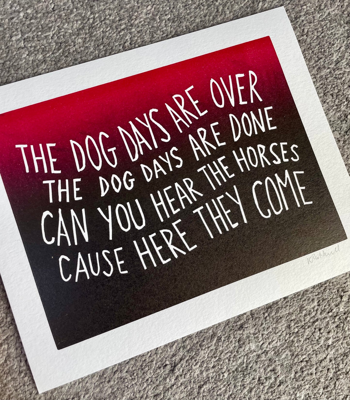 SUPER SECONDS Florence & The Machine 'Dog Days' lyrics inspired linocut print