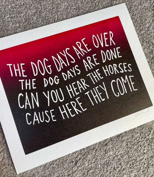 SUPER SECONDS Florence & The Machine 'Dog Days' lyrics inspired linocut print