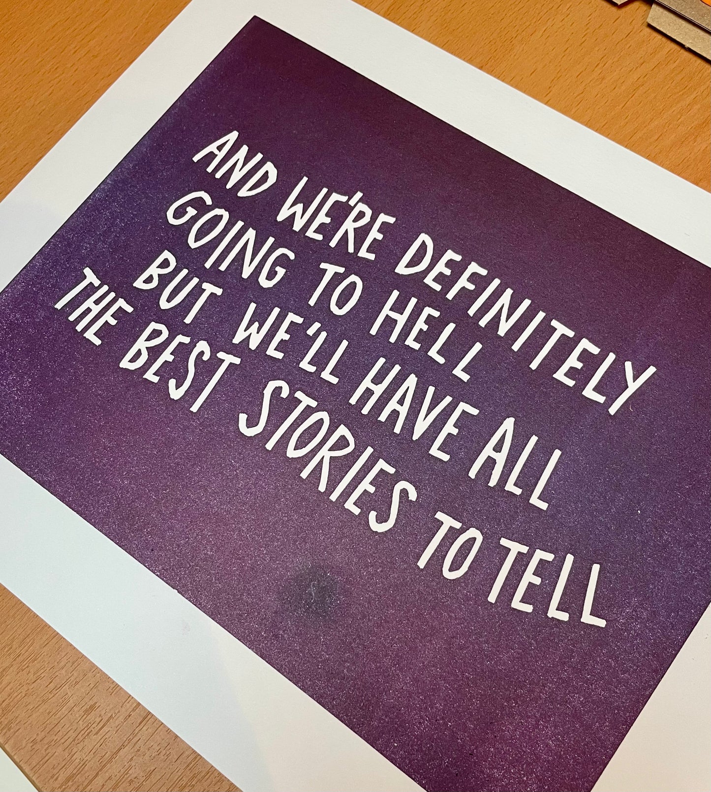 Frank Turner ‘The Ballad of Me & My Friends'  lyrics inspired linocut print
