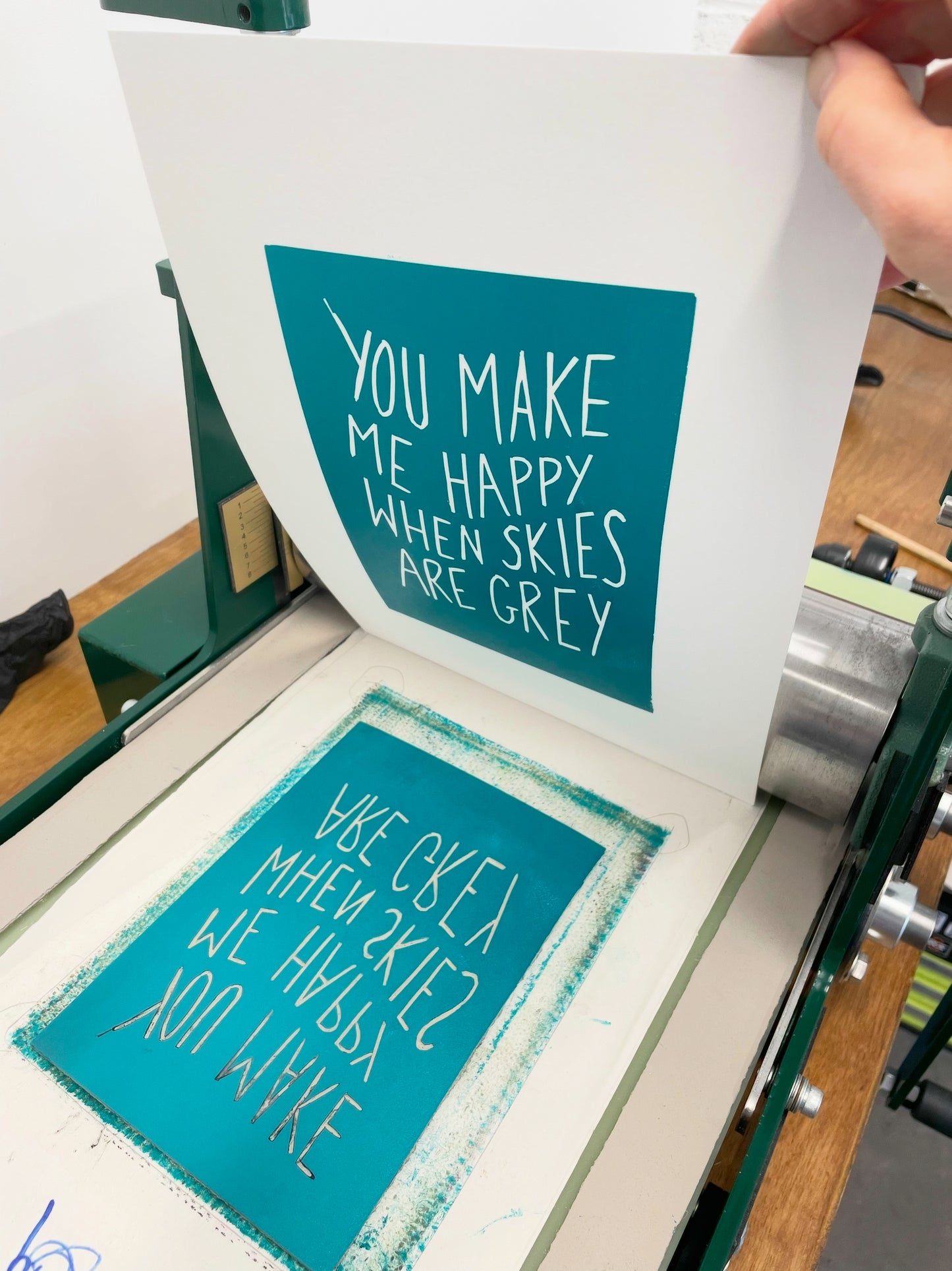 You Are My Sunshine - 'You Make Me Happy When Skies Are Grey' inspired linocut print