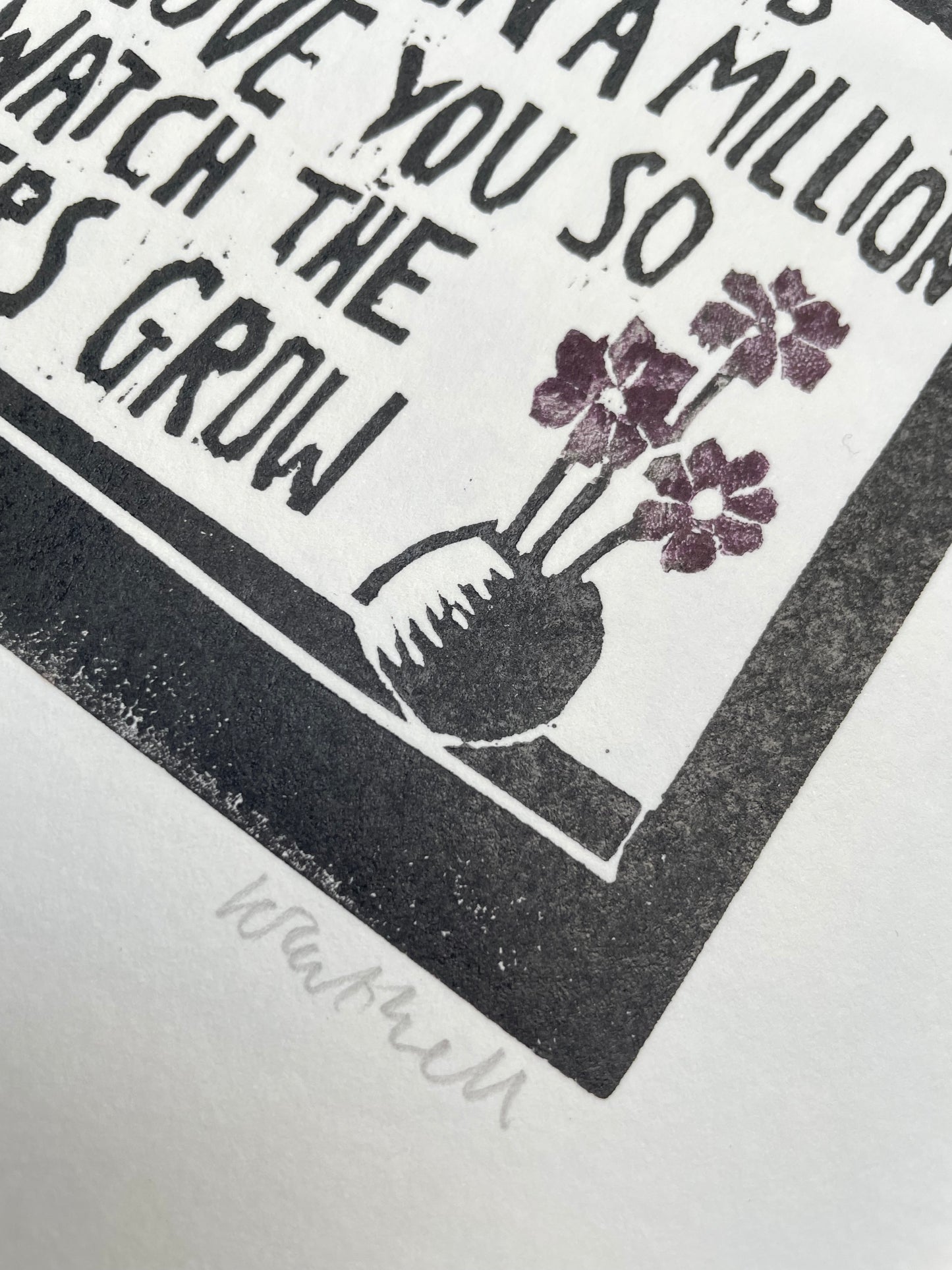 Travis 'Flowers in the Window' song lyrics inspired linocut print