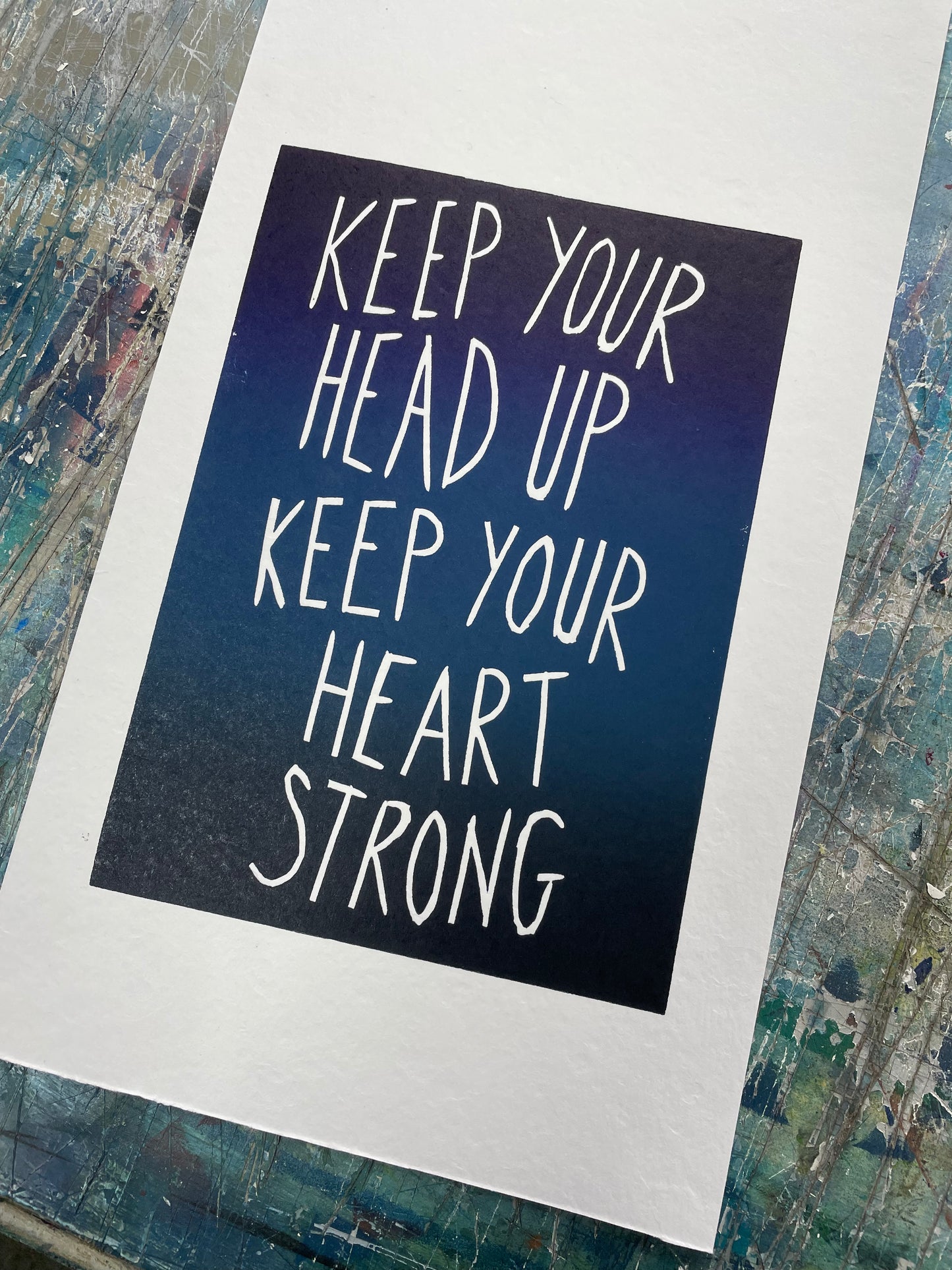 Ben Howard ‘Keep Your Head Up’ lyrics inspired original linocut