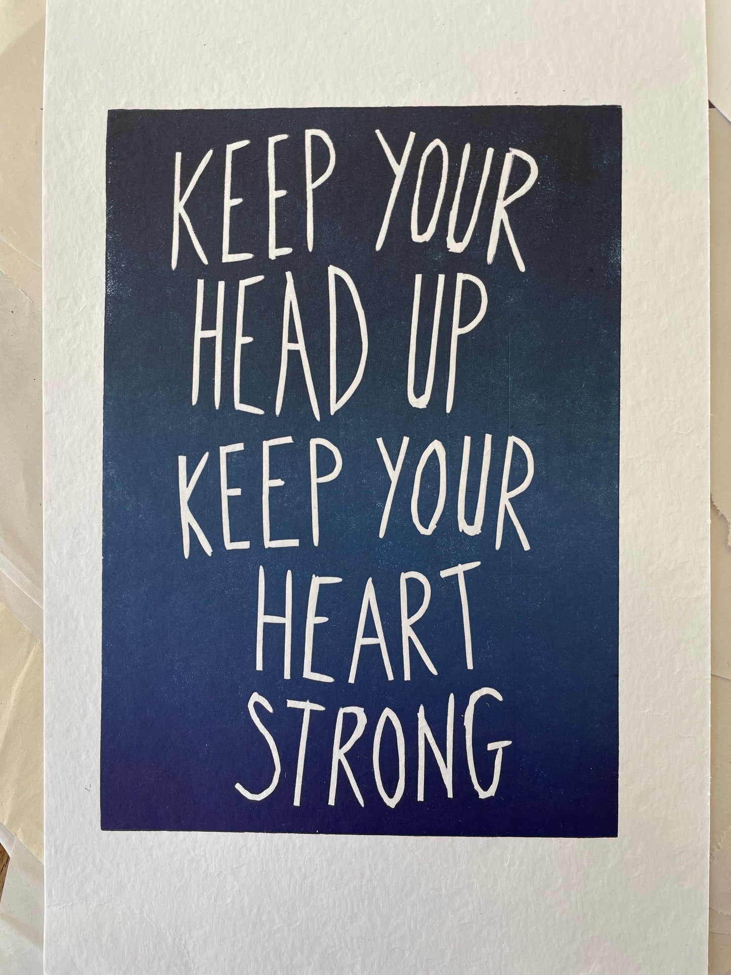 Ben Howard ‘Keep Your Head Up’ lyrics inspired original linocut