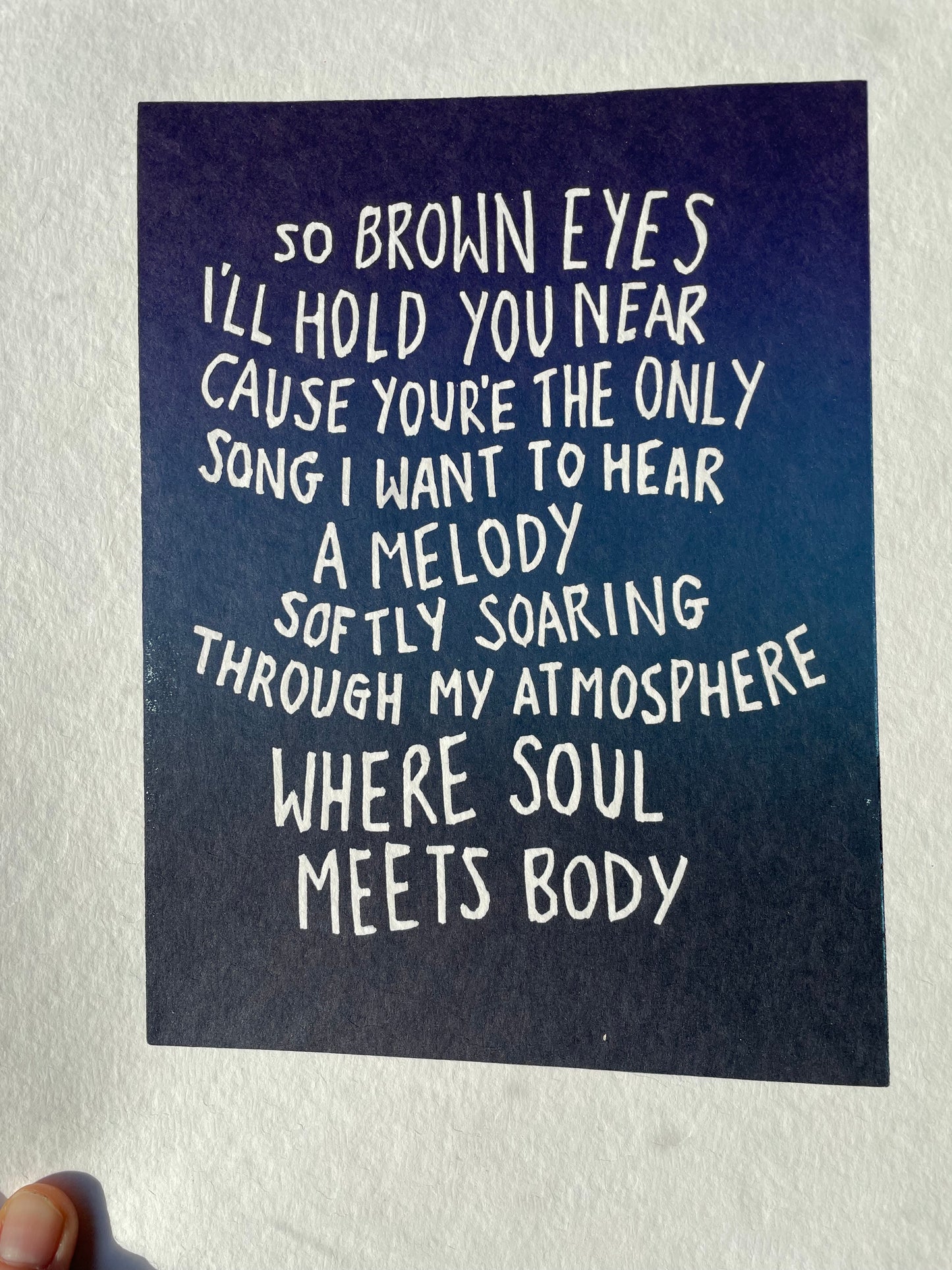 Death Cab for Cutie 'Soul Meets Body' lyrics inspired linocut print