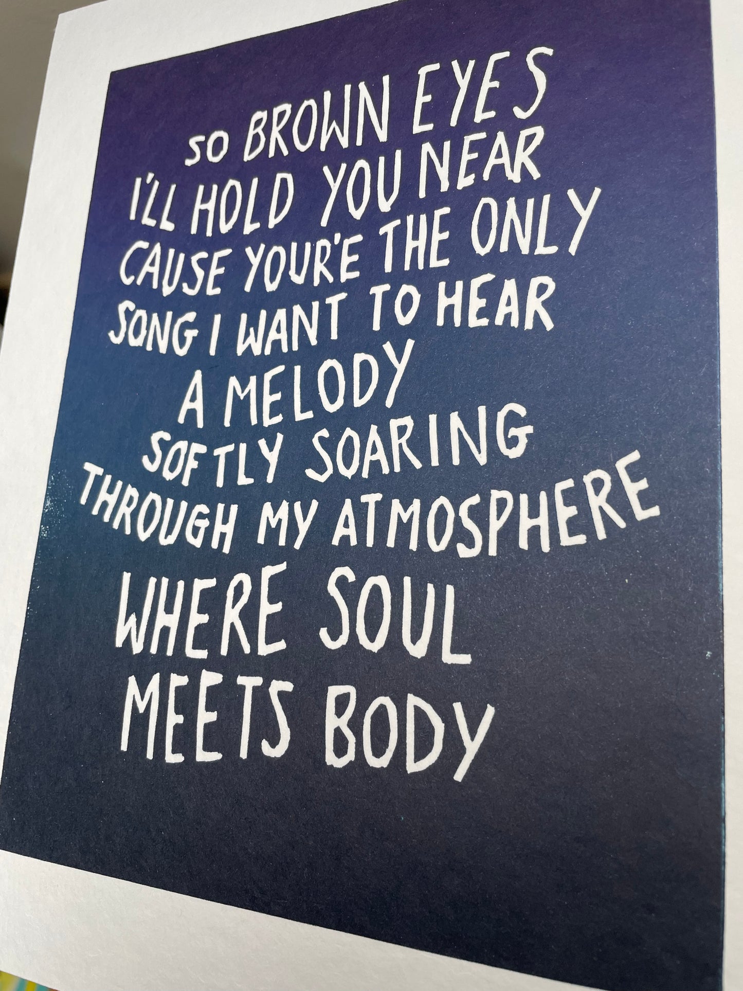 Death Cab for Cutie 'Soul Meets Body' lyrics inspired linocut print