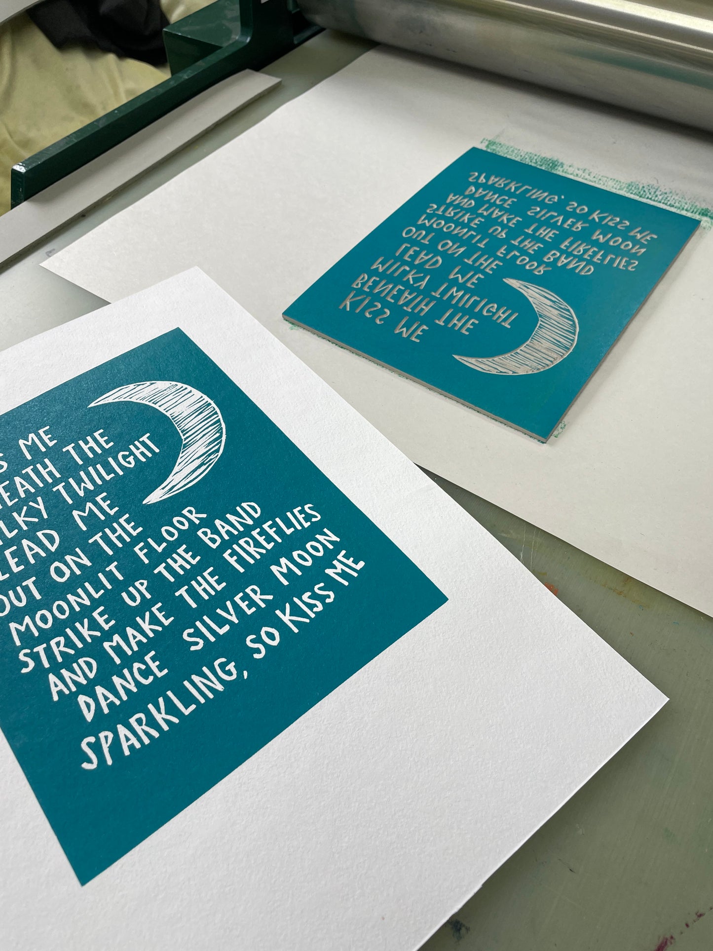 Sixpence None The Richer ‘Kiss Me’ lyrics inspired linocut print
