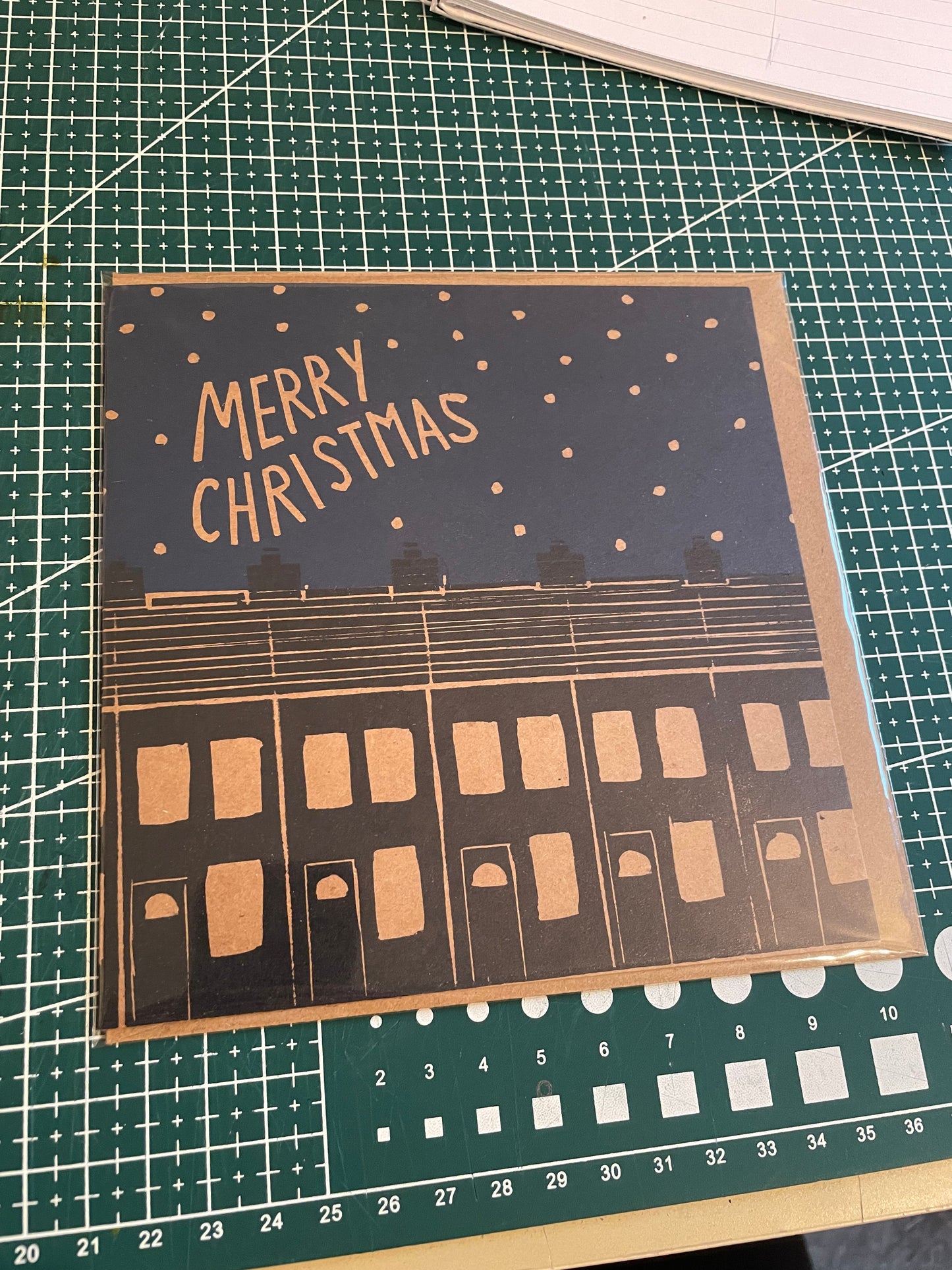 Hand printed linocut Christmas cards singles and packs