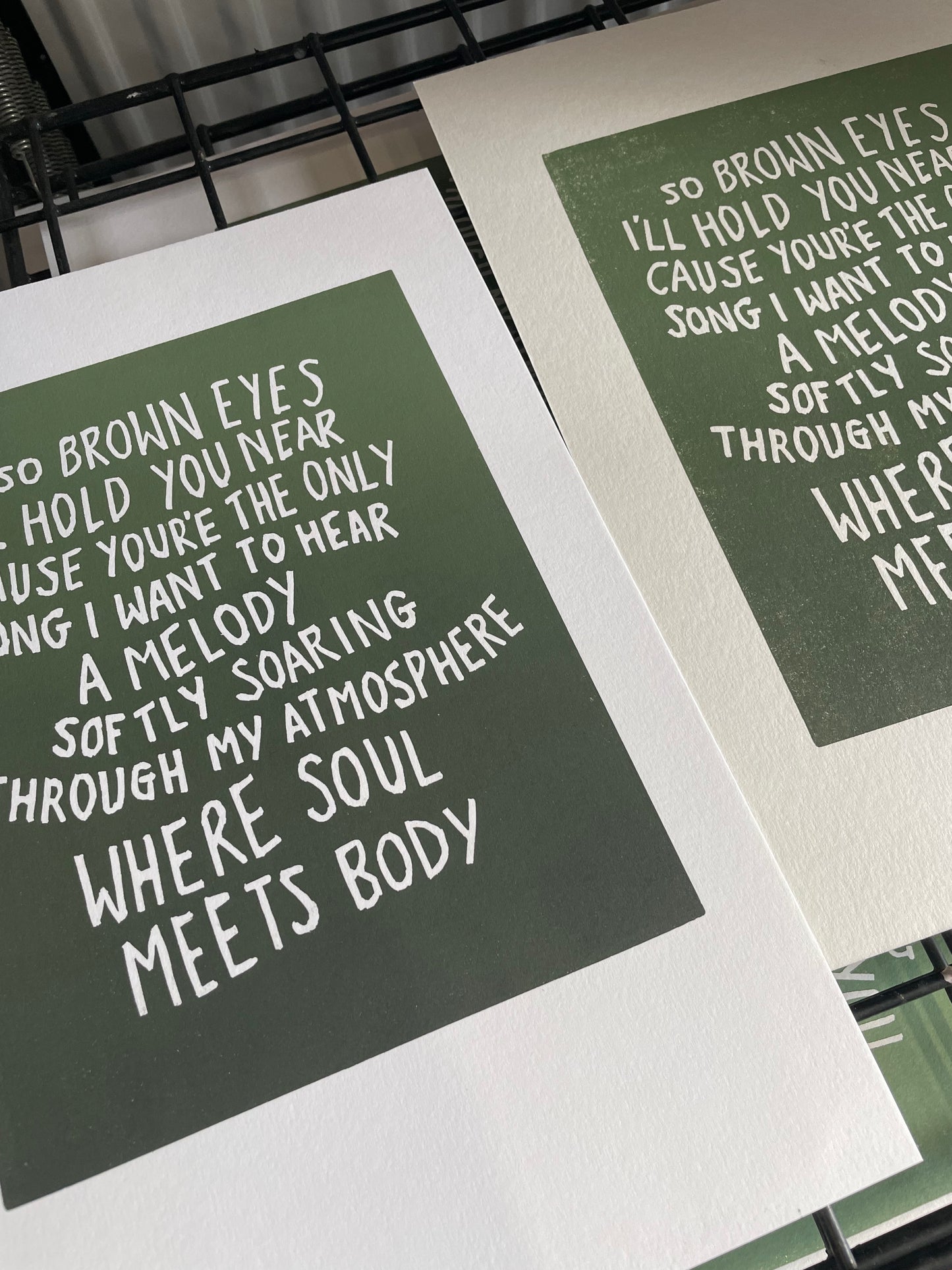 Death Cab for Cutie 'Soul Meets Body' lyrics inspired linocut print