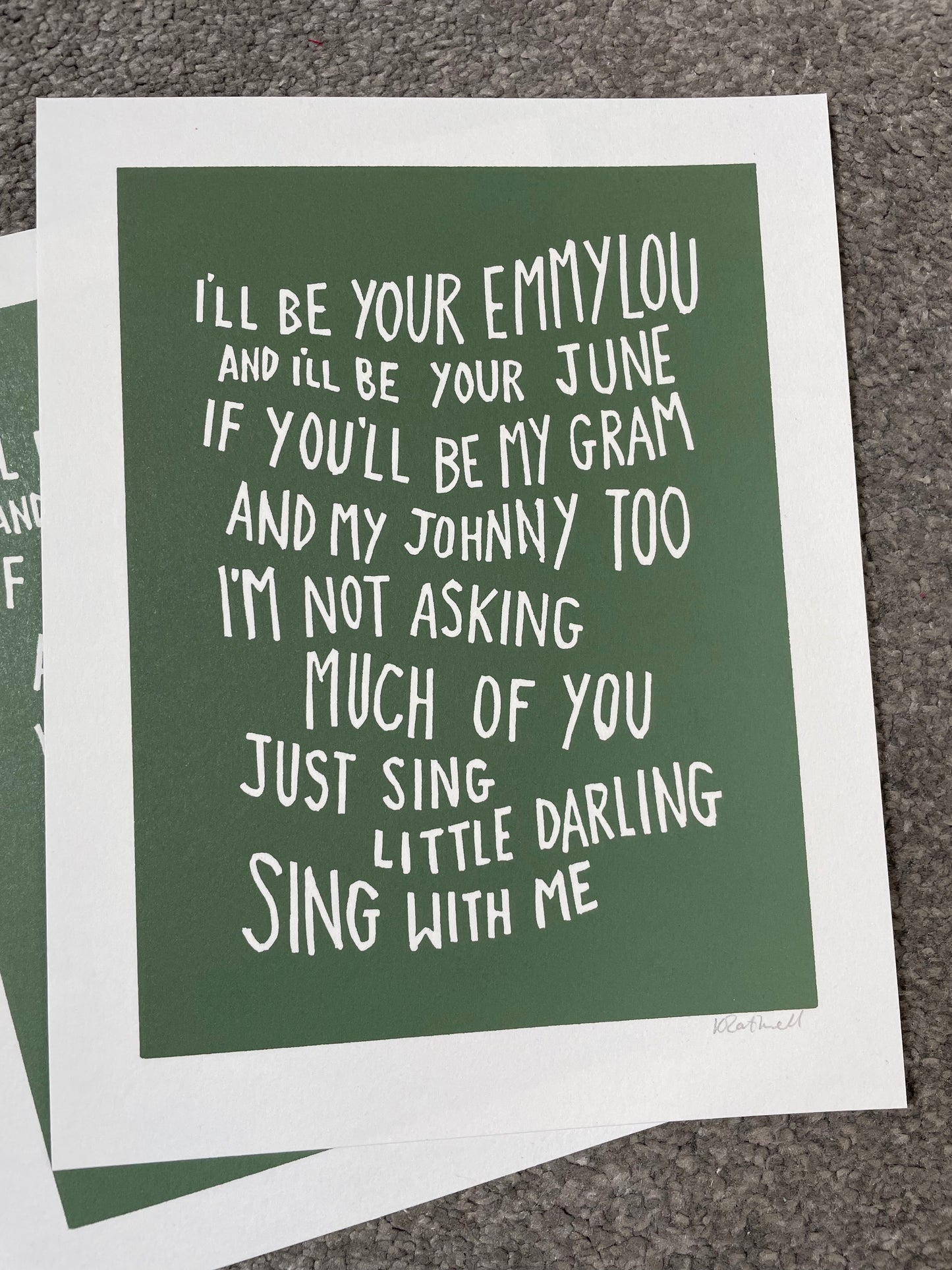 First Aid Kit ‘Emmylou’ inspired linocut print 8x6”