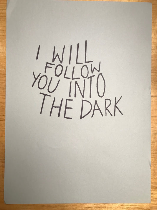 SUPER SECONDS Death Cab For Cutie ‘I Will Follow You into the Dark’ lyrics inspired hand drawn lasercut print