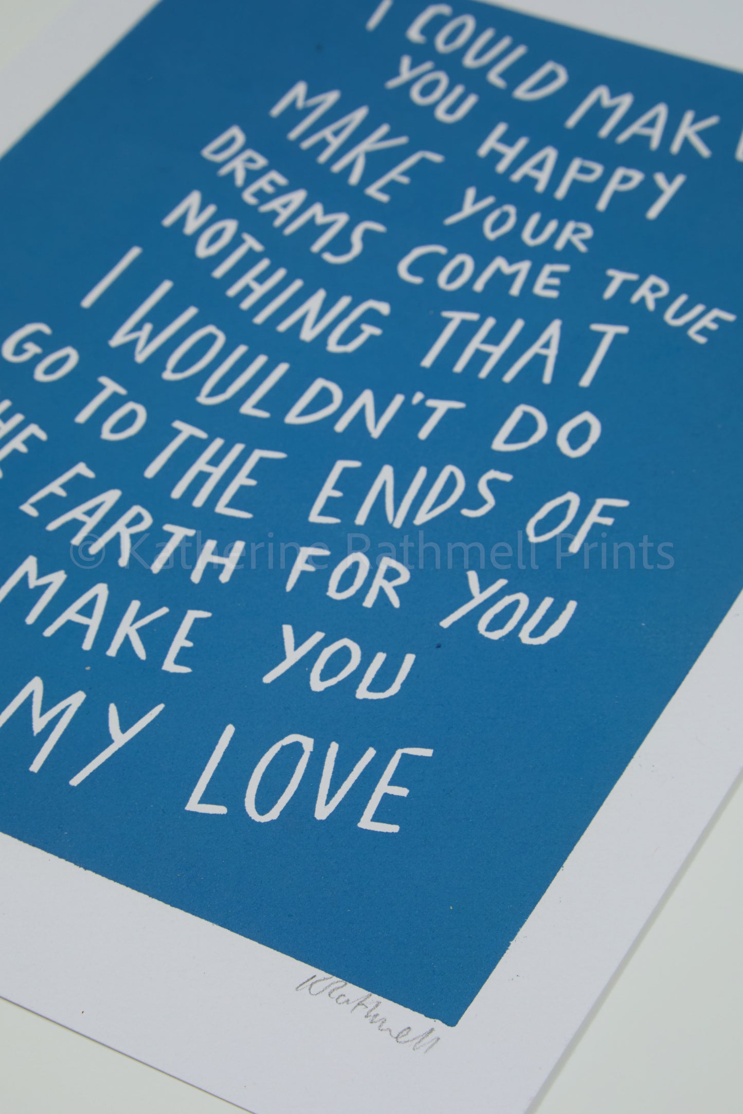 Adele/Bob Dylan 'Feel My Love' lyrics inspired linocut