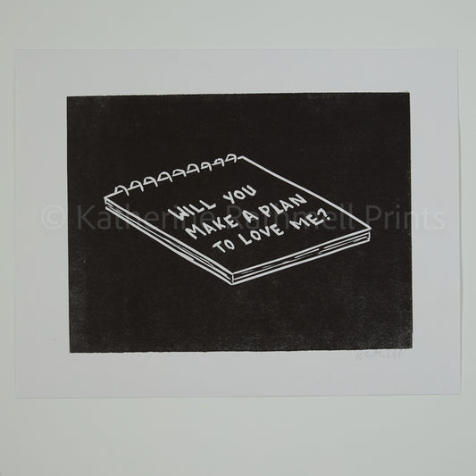 Bright Eyes ‘Make A Plan To Love Me’ lyrics inspired linocut print