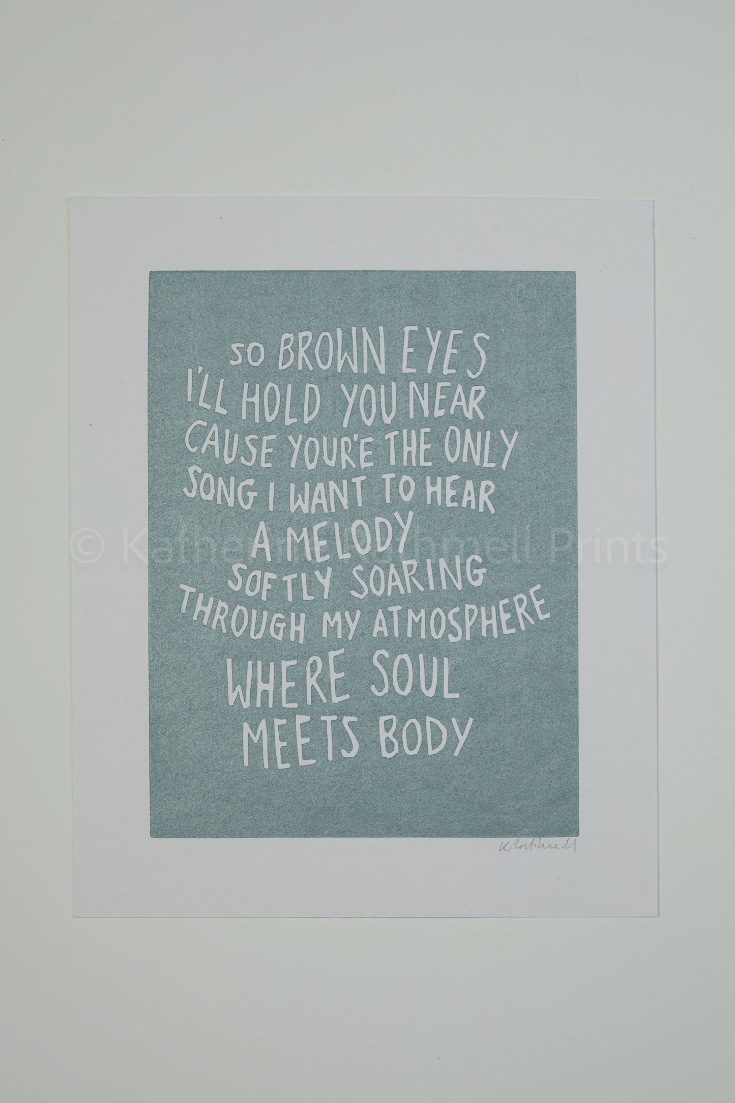 Death Cab for Cutie 'Soul Meets Body' lyrics inspired linocut print