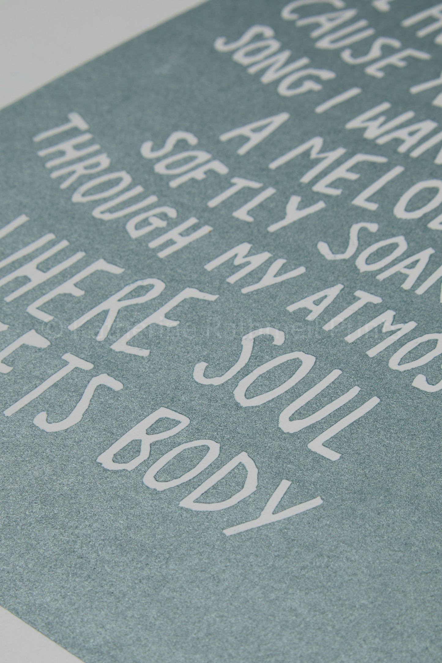 Death Cab for Cutie 'Soul Meets Body' lyrics inspired linocut print