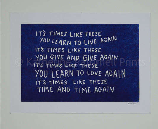 Foo Fighters ‘Times Like These’ lyrics inspired linocut print